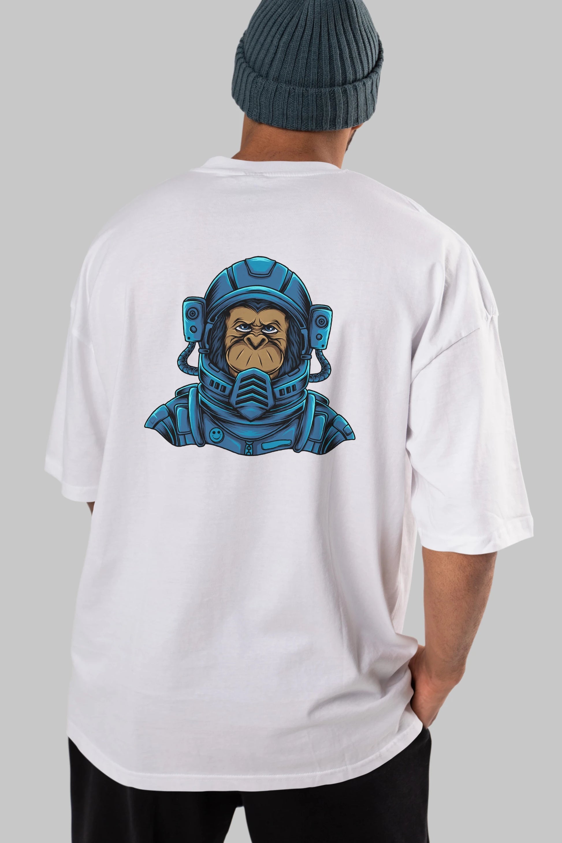 Astromonkey Arka Baskılı Oversize t-shirt Erkek Kadın Unisex