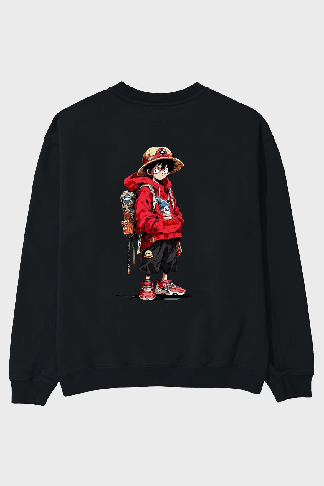 One Piece Arka Baskılı Oversize Sweatshirt Erkek Kadın Unisex
