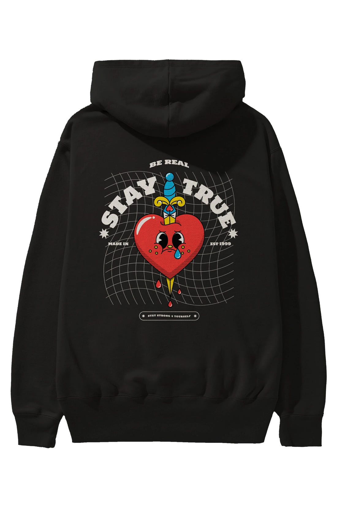 Stay True Arka Baskılı Hoodie Oversize Kapüşonlu Sweatshirt Erkek Kadın Unisex