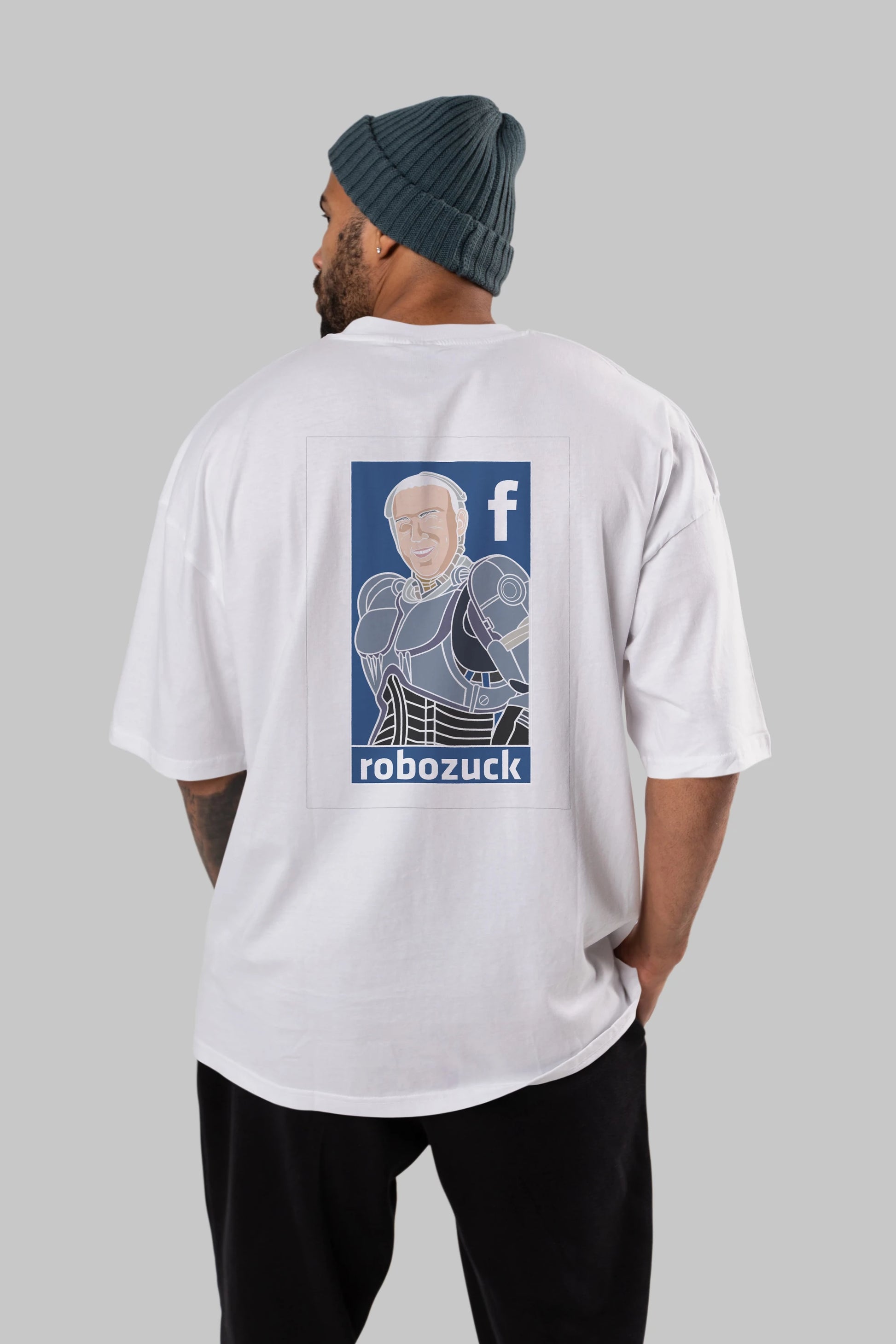 Robozuck Arka Baskılı Oversize t-shirt Erkek Kadın Unisex %100 Pamuk tişort