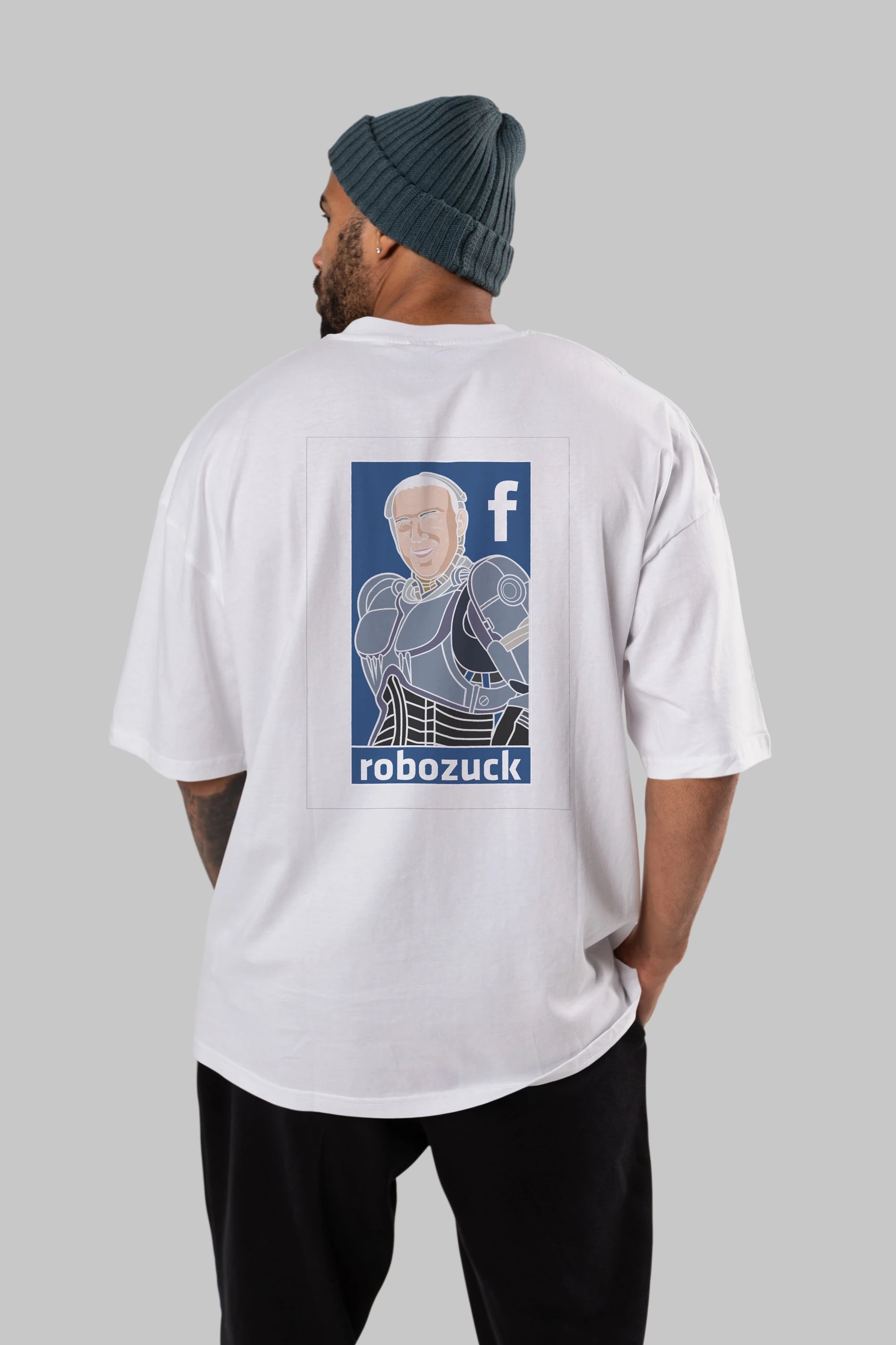 Robozuck Arka Baskılı Oversize t-shirt Erkek Kadın Unisex %100 Pamuk tişort
