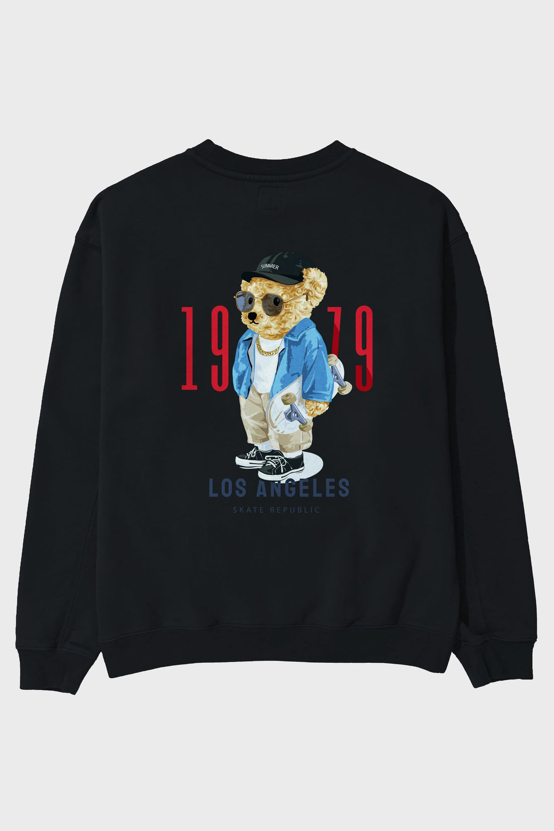 Teddy Bear Los Angeles Arka Baskılı Oversize Sweatshirt Erkek Kadın Unisex