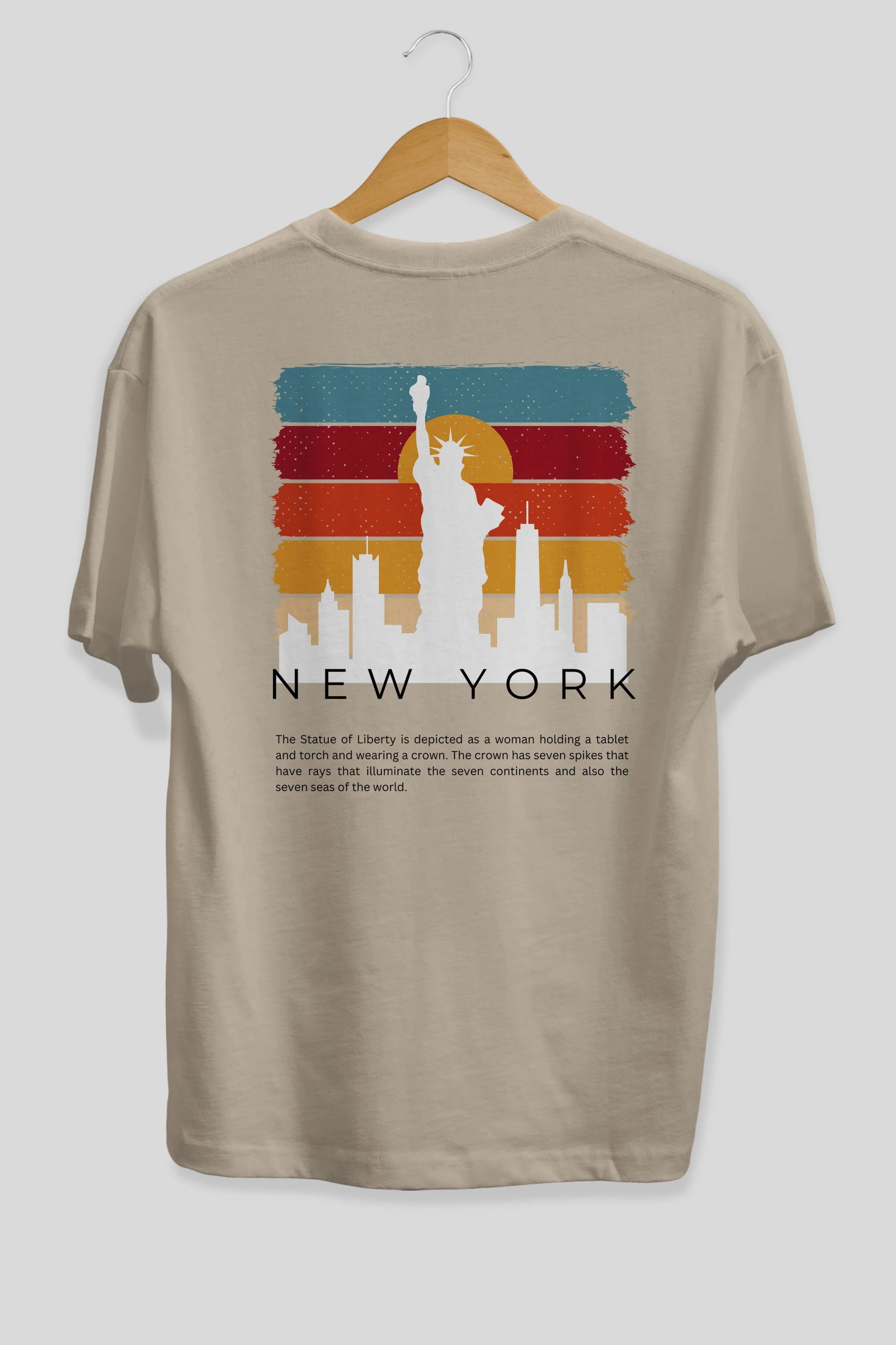 New York Yazılı Arka Baskılı Oversize t-shirt Erkek Kadın Unisex
