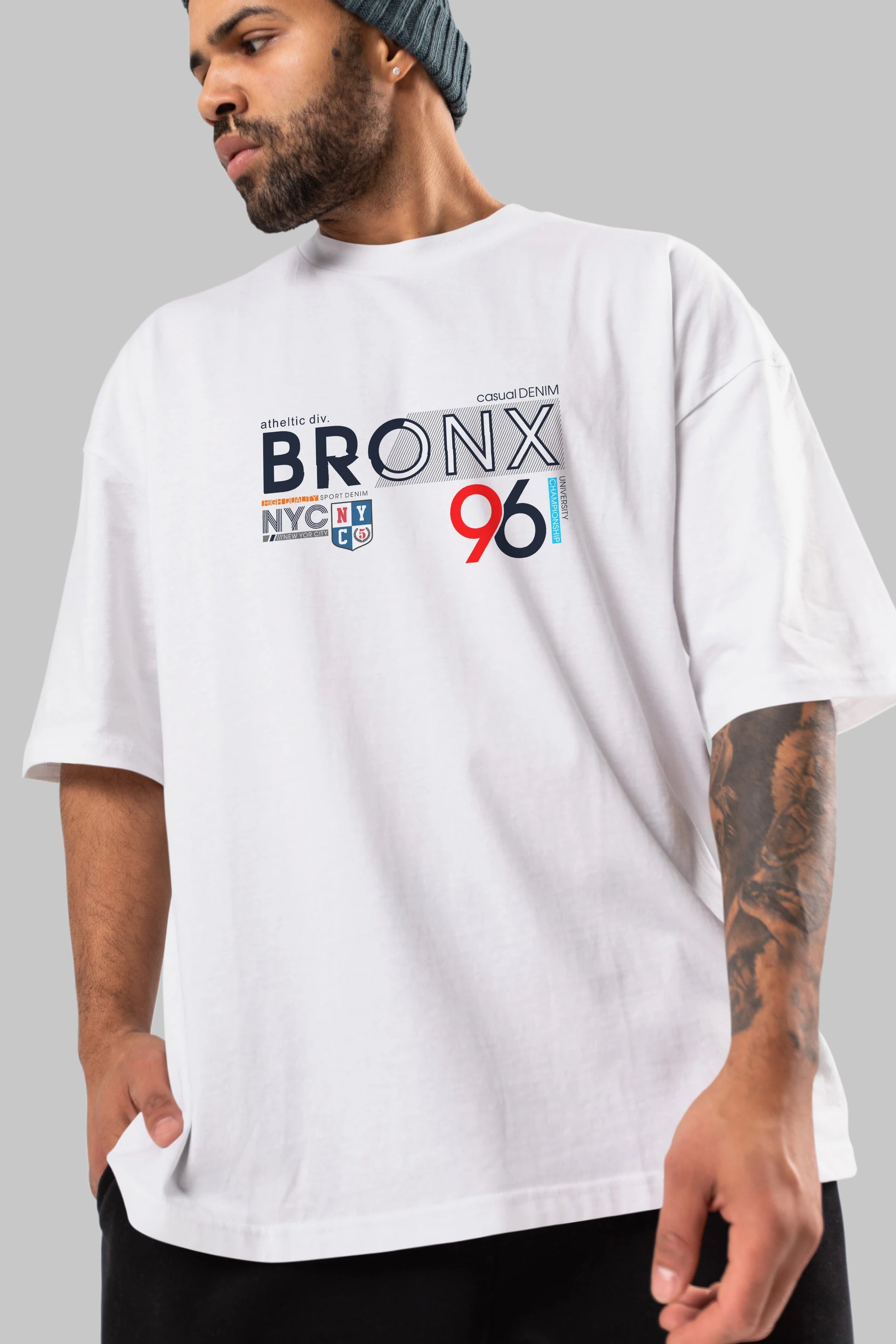 Bronx 96 Ön Baskılı Oversize t-shirt Erkek Kadın Unisex