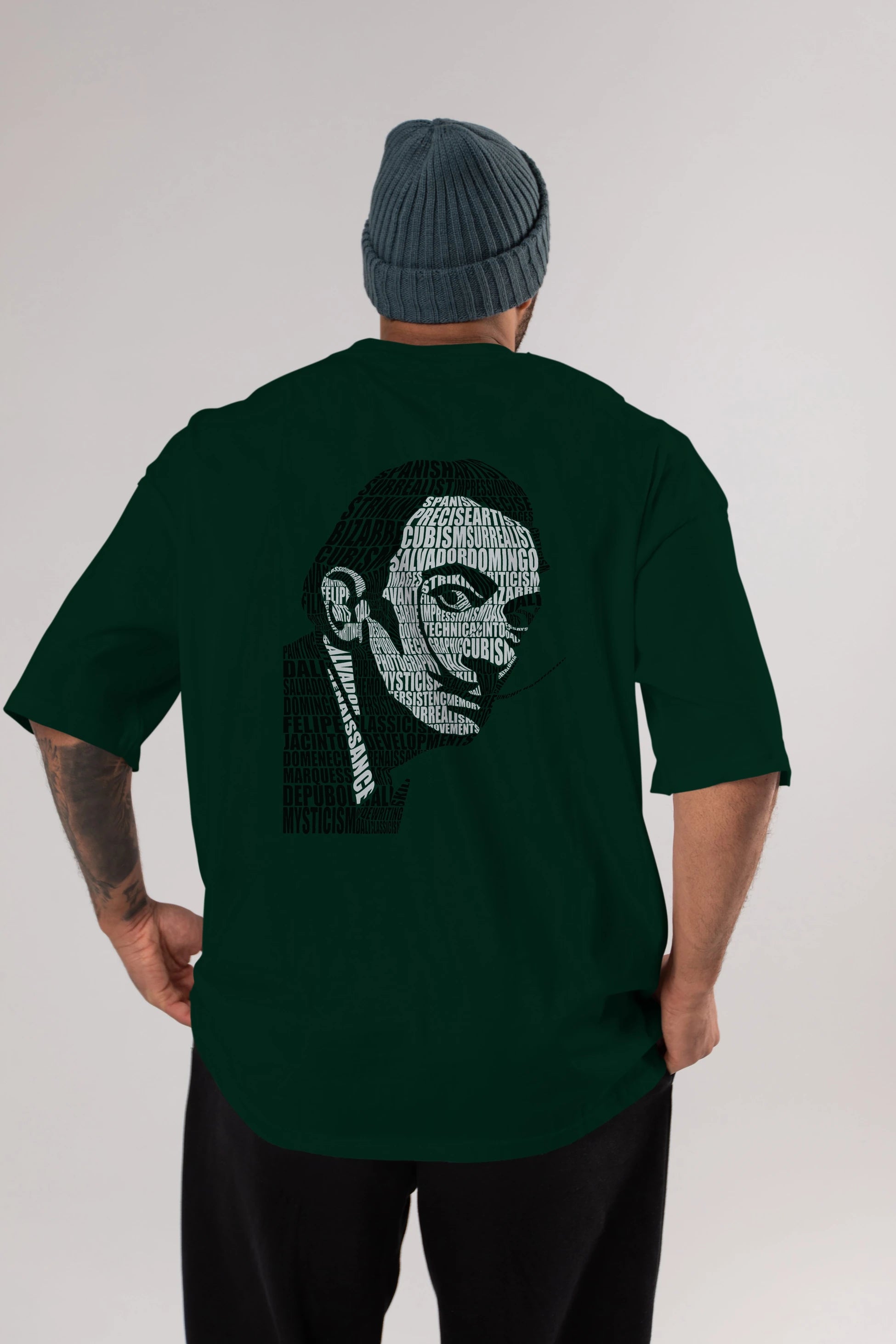 Salvador Dali Calligram Arka Baskılı Oversize t-shirt %100 pamuk Erkek Kadın Unisex