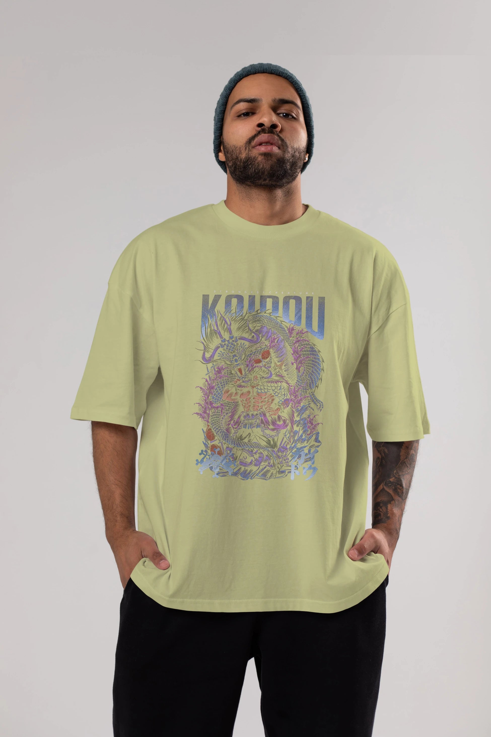 KAIDOU ONE PIECE Anime Ön Baskılı Oversize t-shirt %100 pamuk Erkek Kadın Unisex
