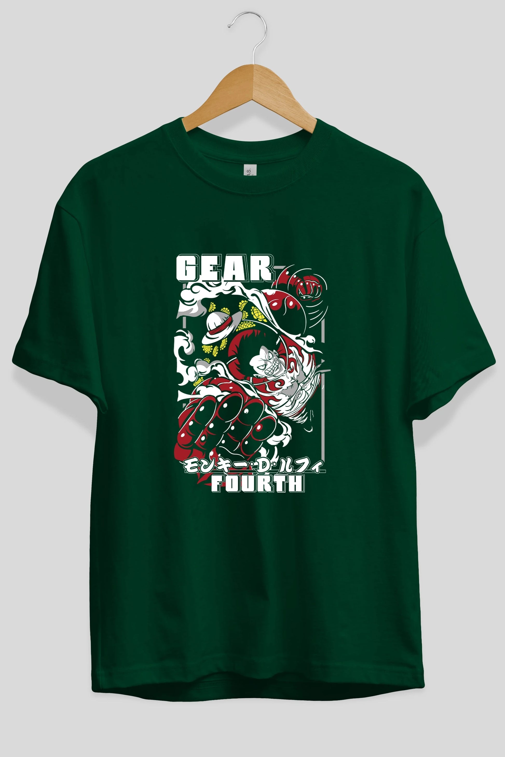 LUFFY gear fourth Anime Ön Baskılı Oversize t-shirt %100 pamuk Erkek Kadın Unisex