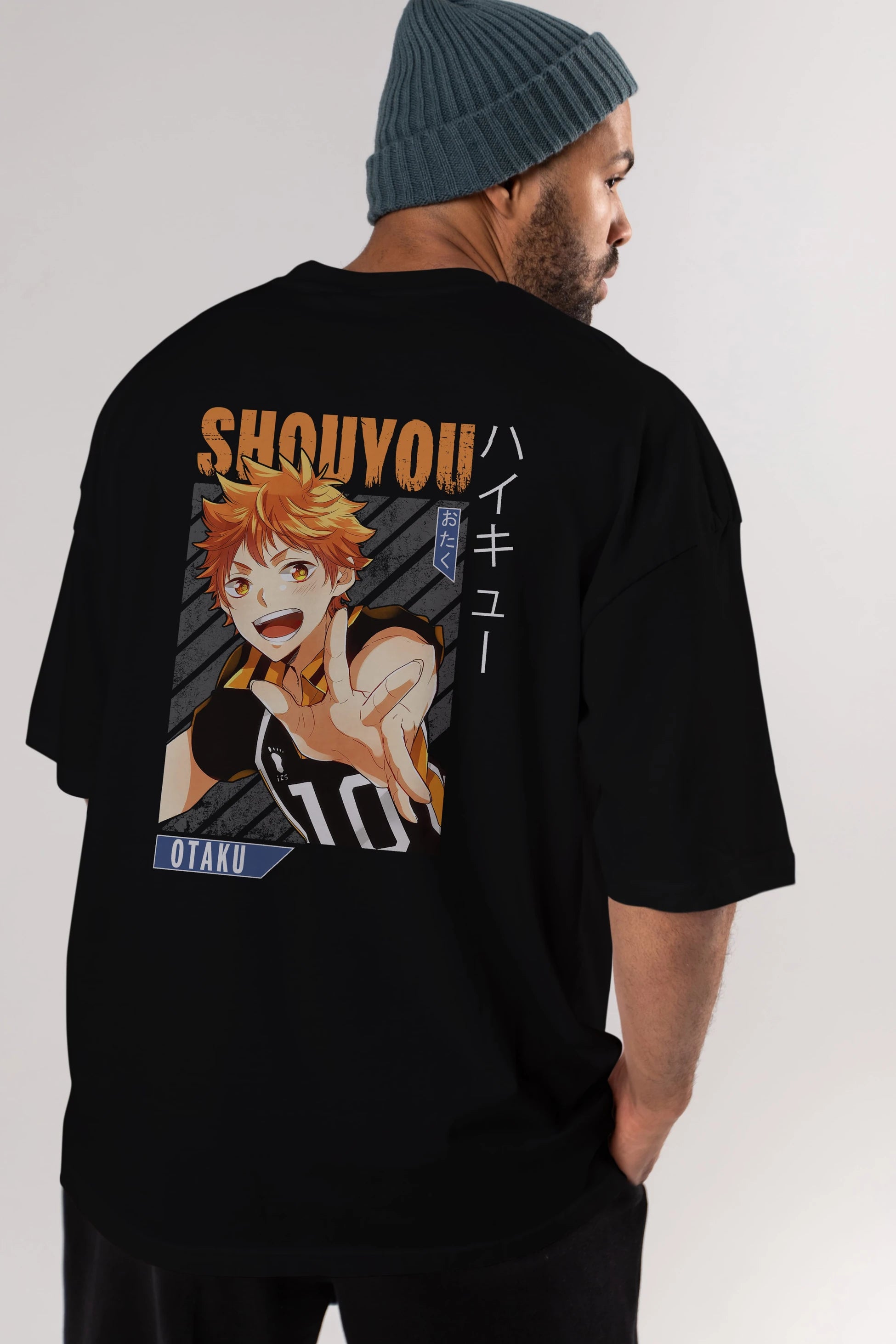 Shouyou Hinata 9 Anime Arka Baskılı Oversize t-shirt Erkek Kadın Unisex