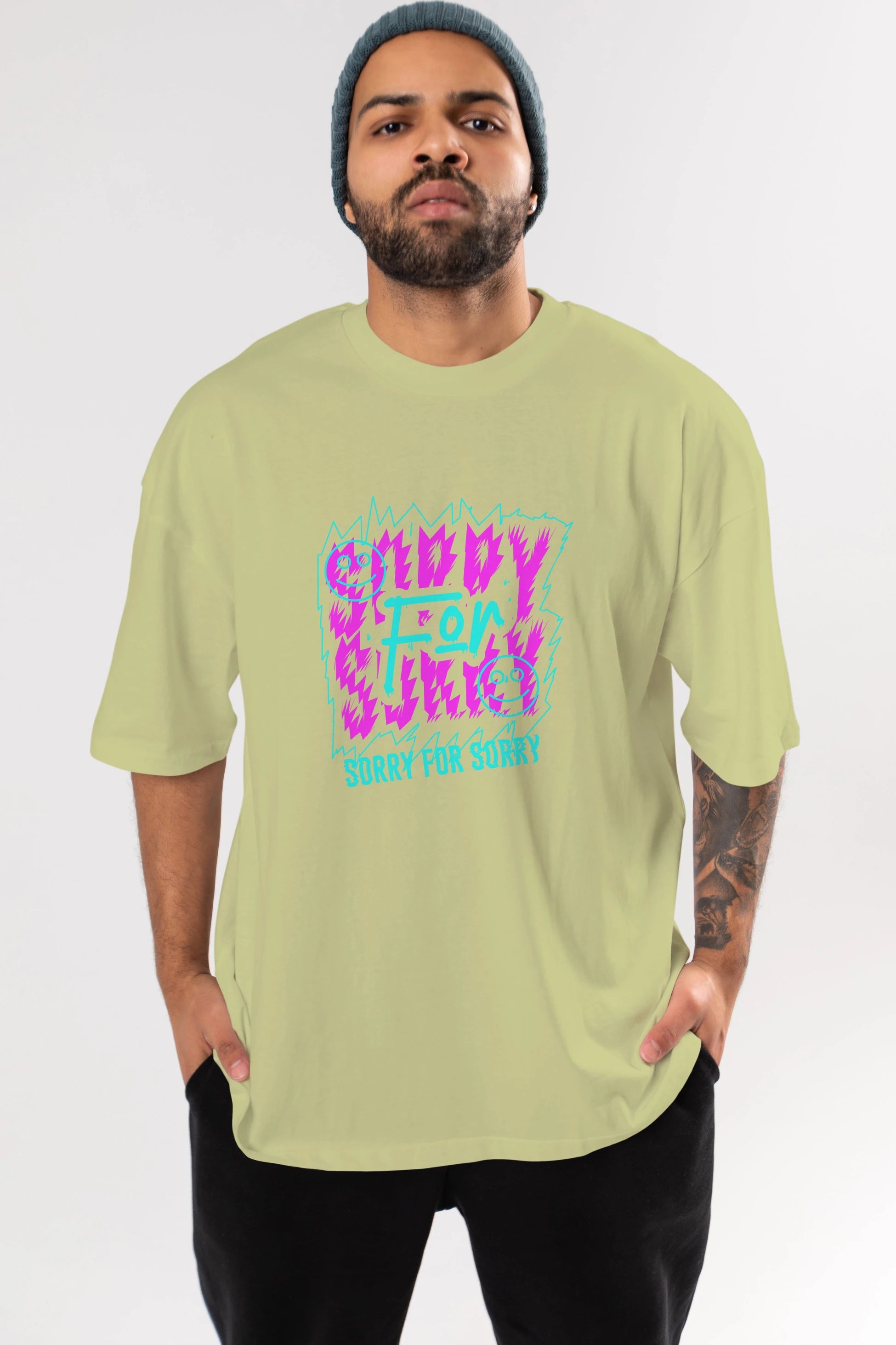 Sorry for Sorry Ön Baskılı Oversize t-shirt Erkek Kadın Unisex