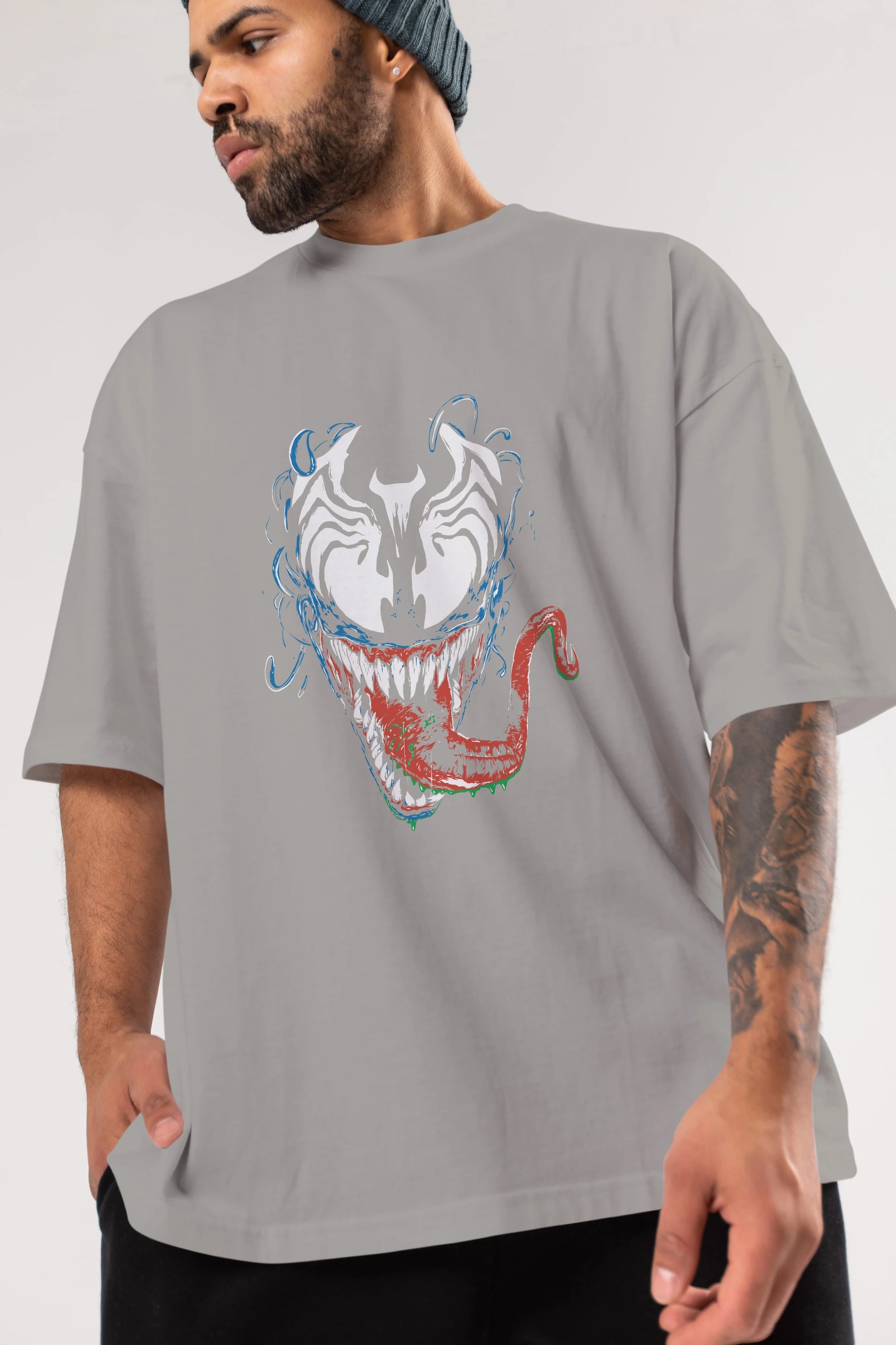 Venom (2) Ön Baskılı Oversize t-shirt Erkek Kadın Unisex %100 Pamuk Bisiklet Yaka tişort