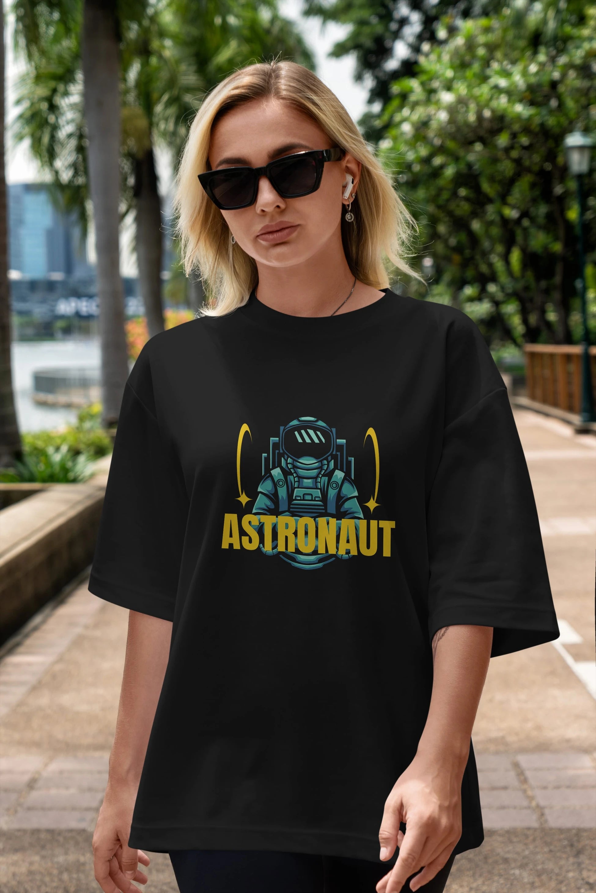 Astronaut Ön Baskılı Oversize t-shirt Erkek Kadın Unisex