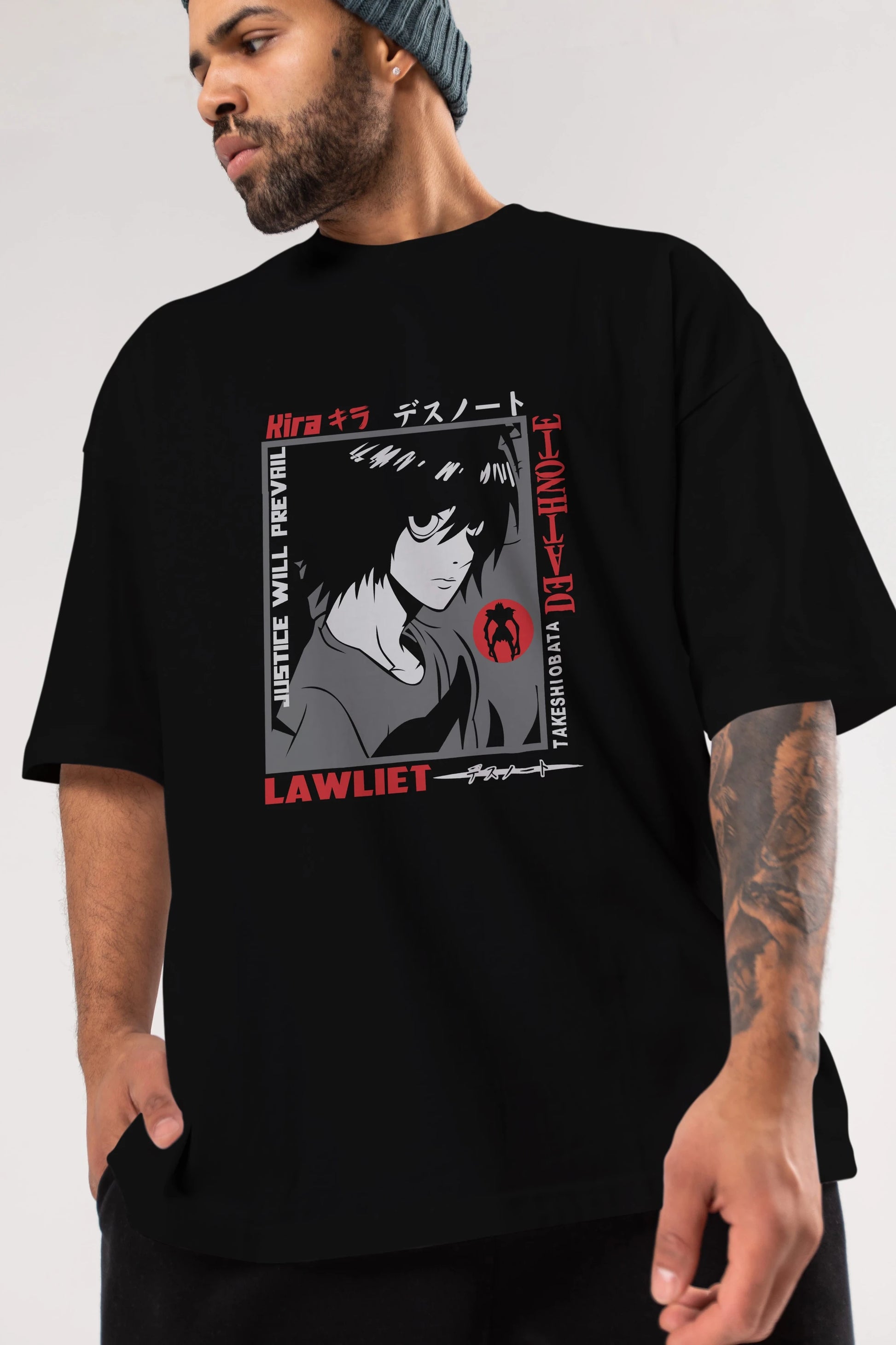 DEATH NOTE Anime Ön Baskılı Oversize t-shirt %100 pamuk Erkek Kadın Unisex