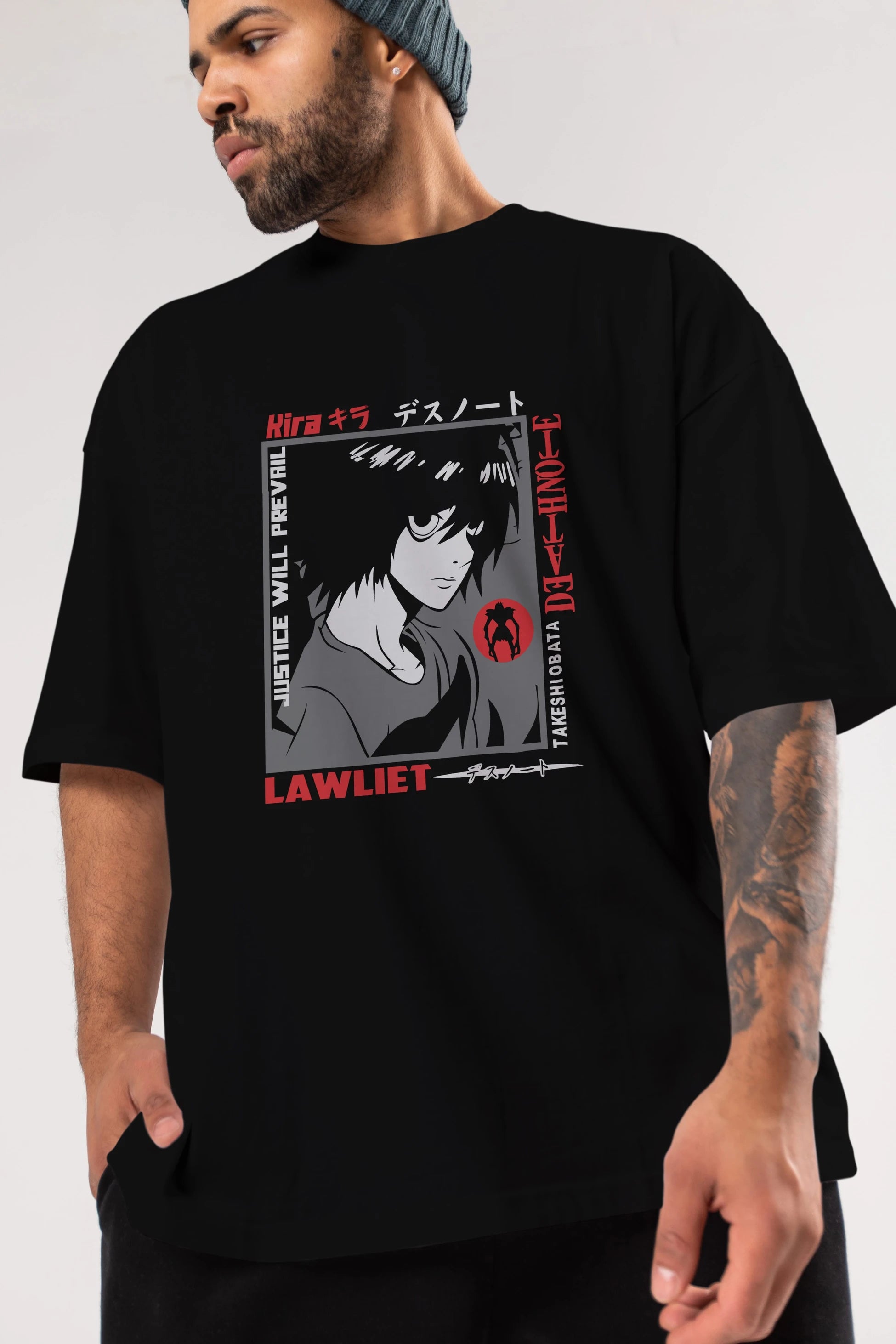 DEATH NOTE Anime Ön Baskılı Oversize t-shirt %100 pamuk Erkek Kadın Unisex