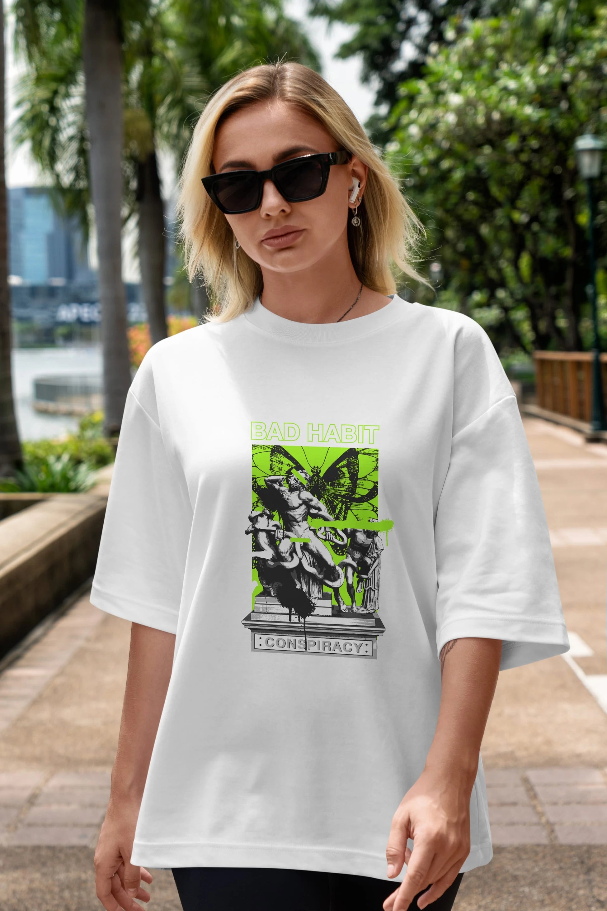 Bad Habit Ön Baskılı Oversize t-shirt Erkek Kadın Unisex