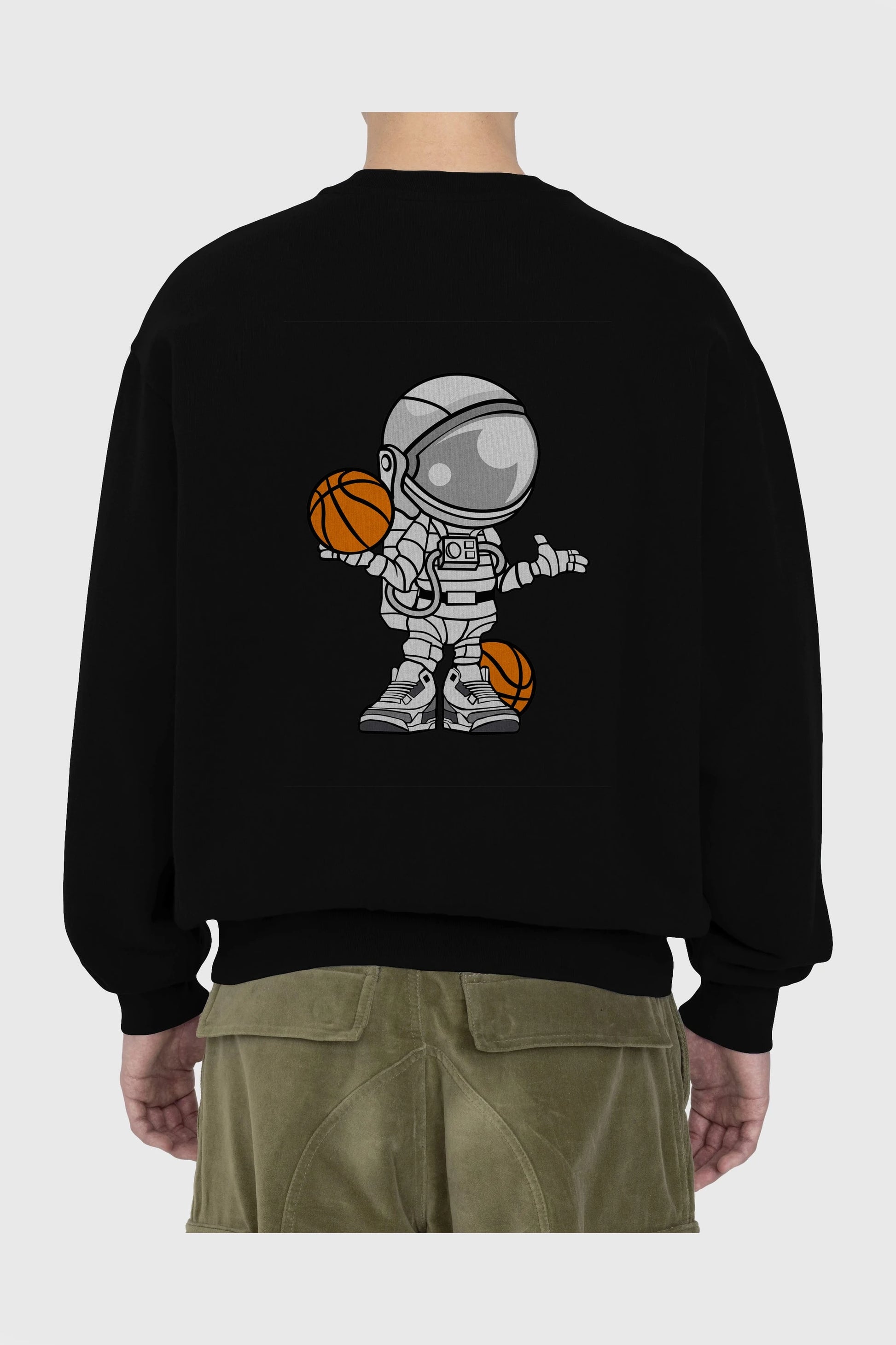 Astronaut Basketball Player Arka Baskılı Oversize Sweatshirt Erkek Kadın Unisex