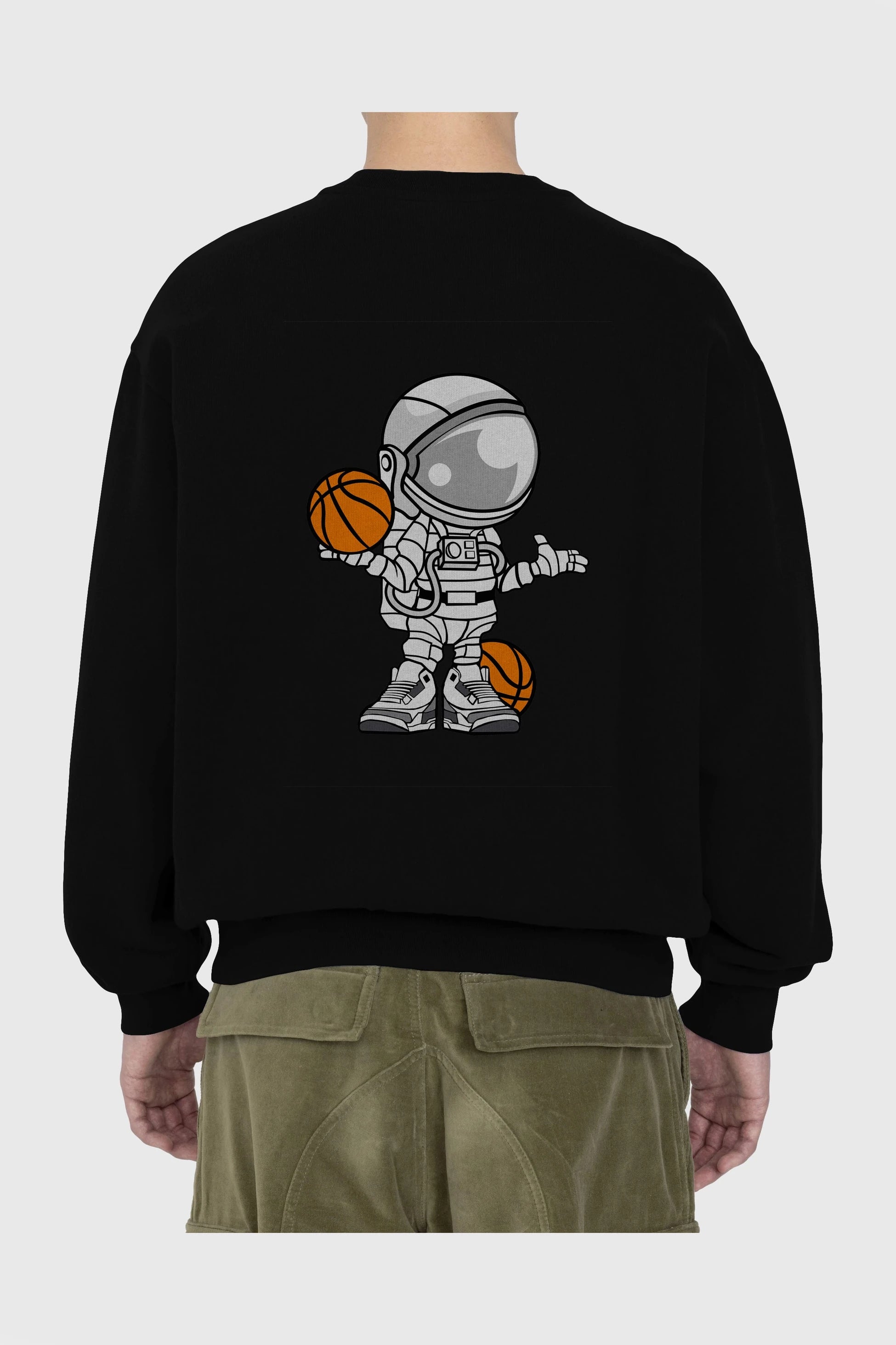 Astronaut Basketball Player Arka Baskılı Oversize Sweatshirt Erkek Kadın Unisex