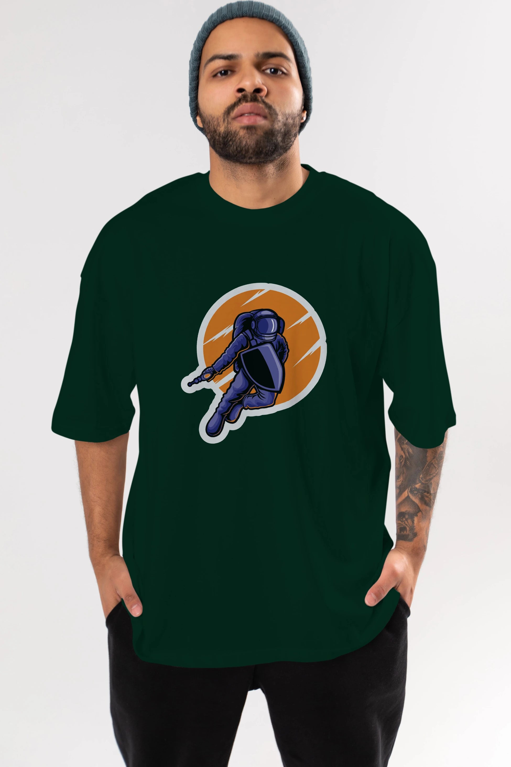 Astro Wars Sticker Ön Baskılı Oversize t-shirt Erkek Kadın Unisex