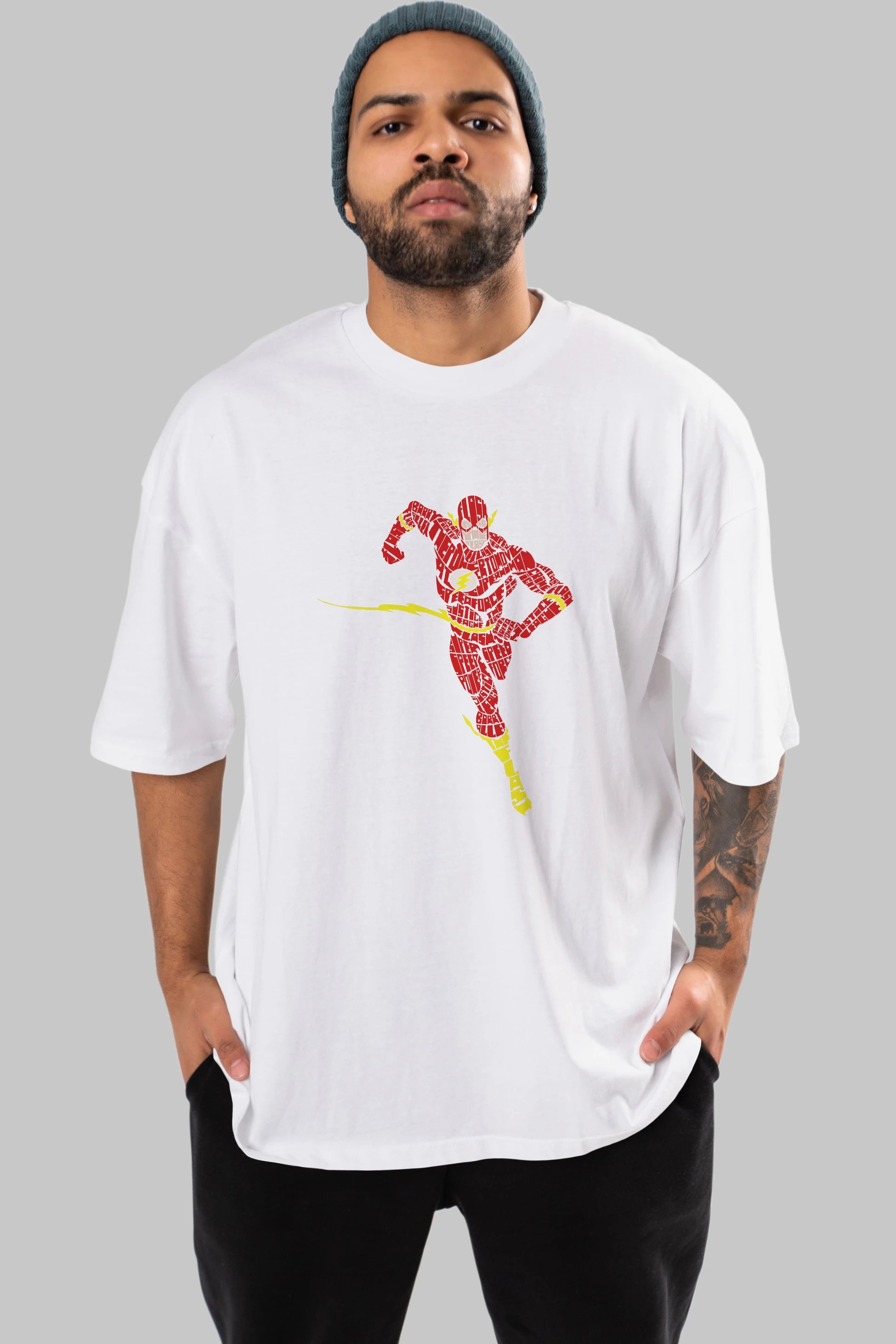 The Flash Ön Baskılı Oversize t-shirt %100 pamuk Erkek Kadın Unisex