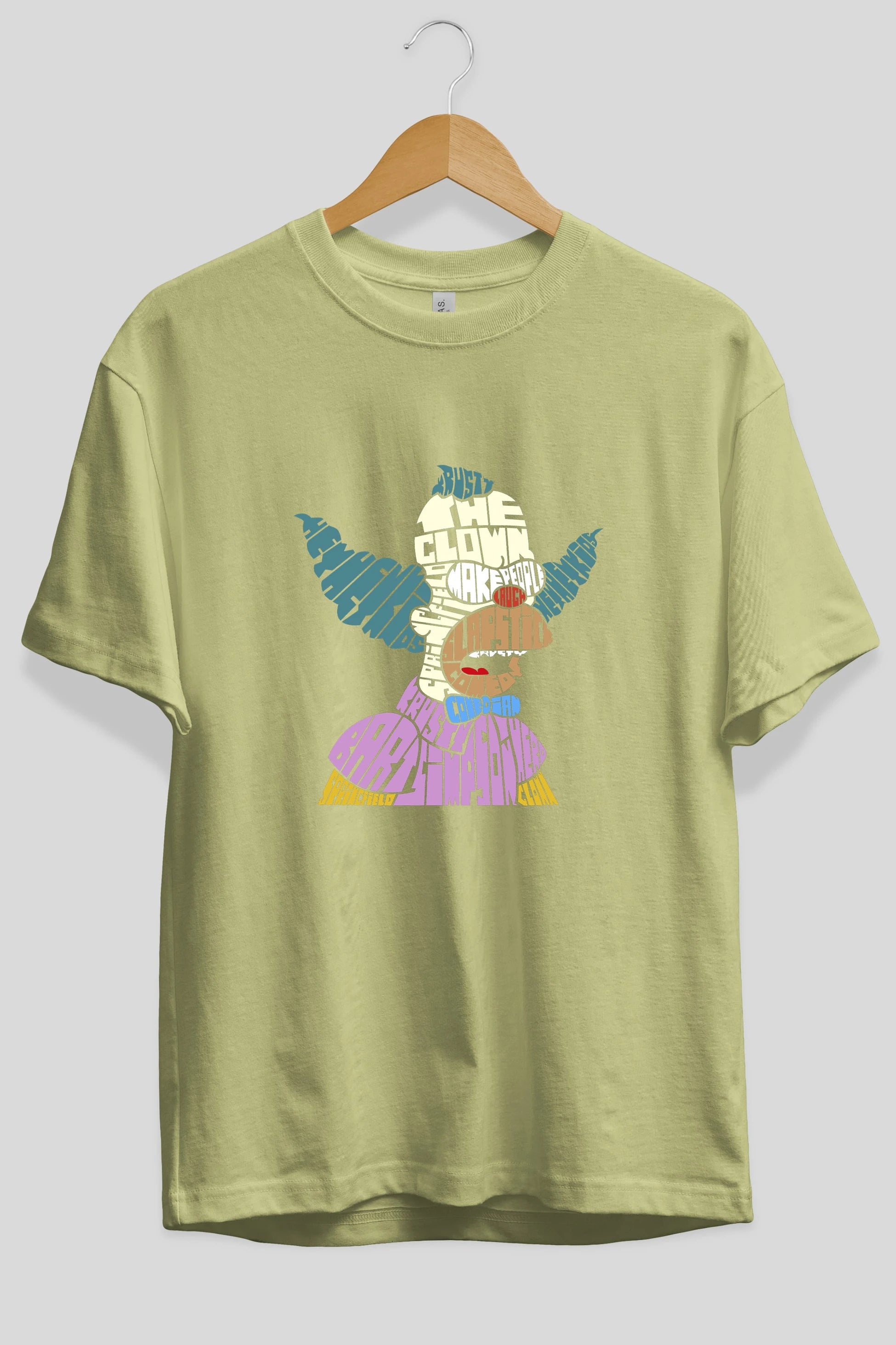Krusty Clown Ön Baskılı Oversize t-shirt %100 pamuk Erkek Kadın Unisex