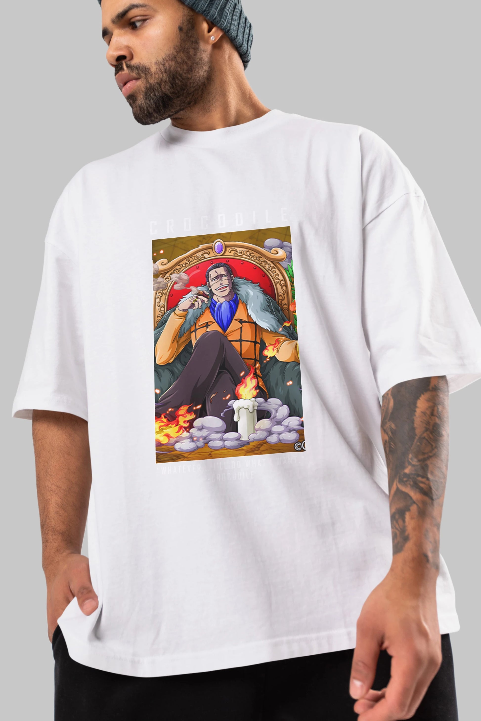 Crocodile Anime Ön Baskılı Oversize t-shirt Erkek Kadın Unisex