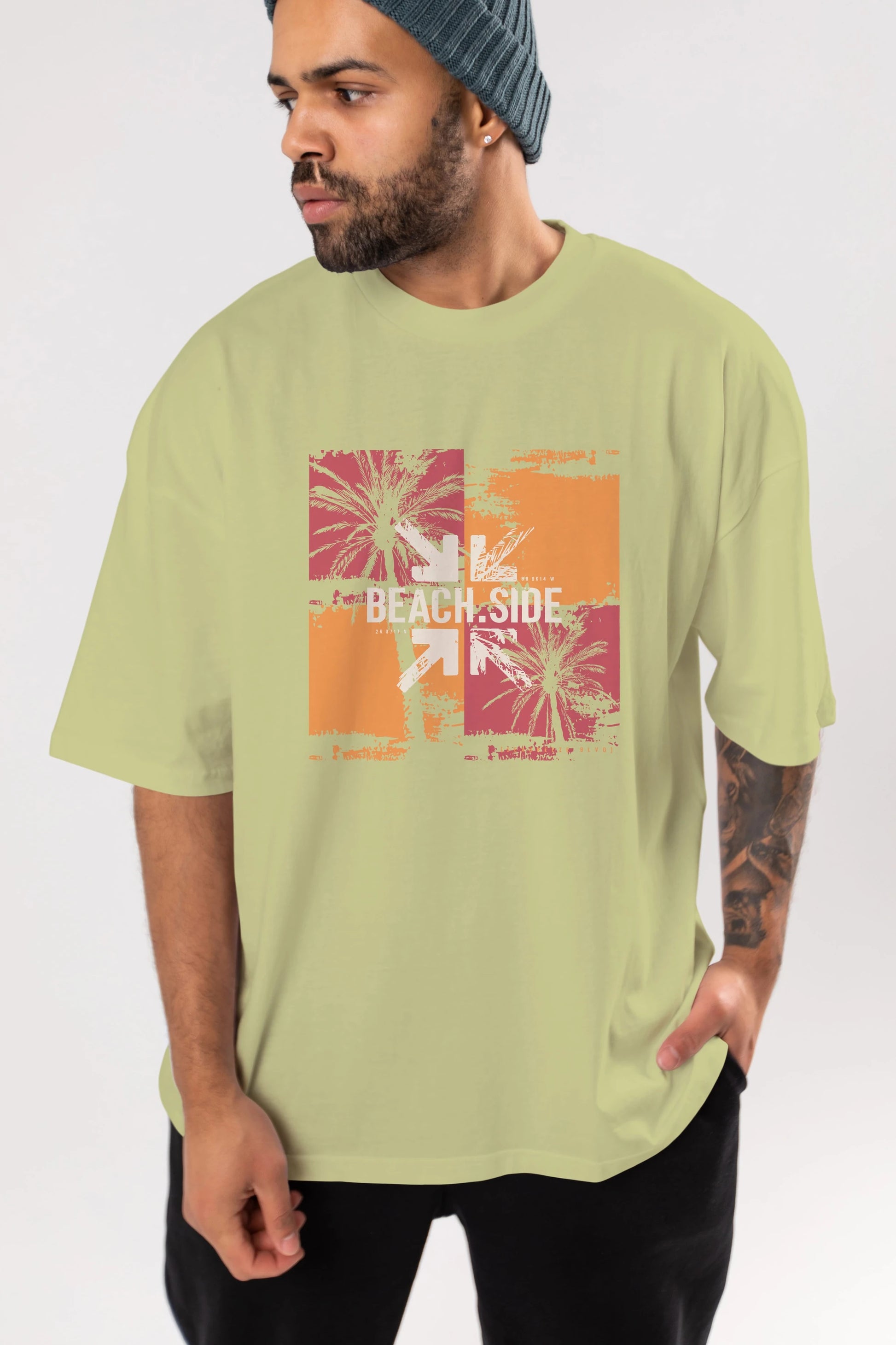 Beach Side Ön Baskılı Oversize t-shirt Erkek Kadın Unisex