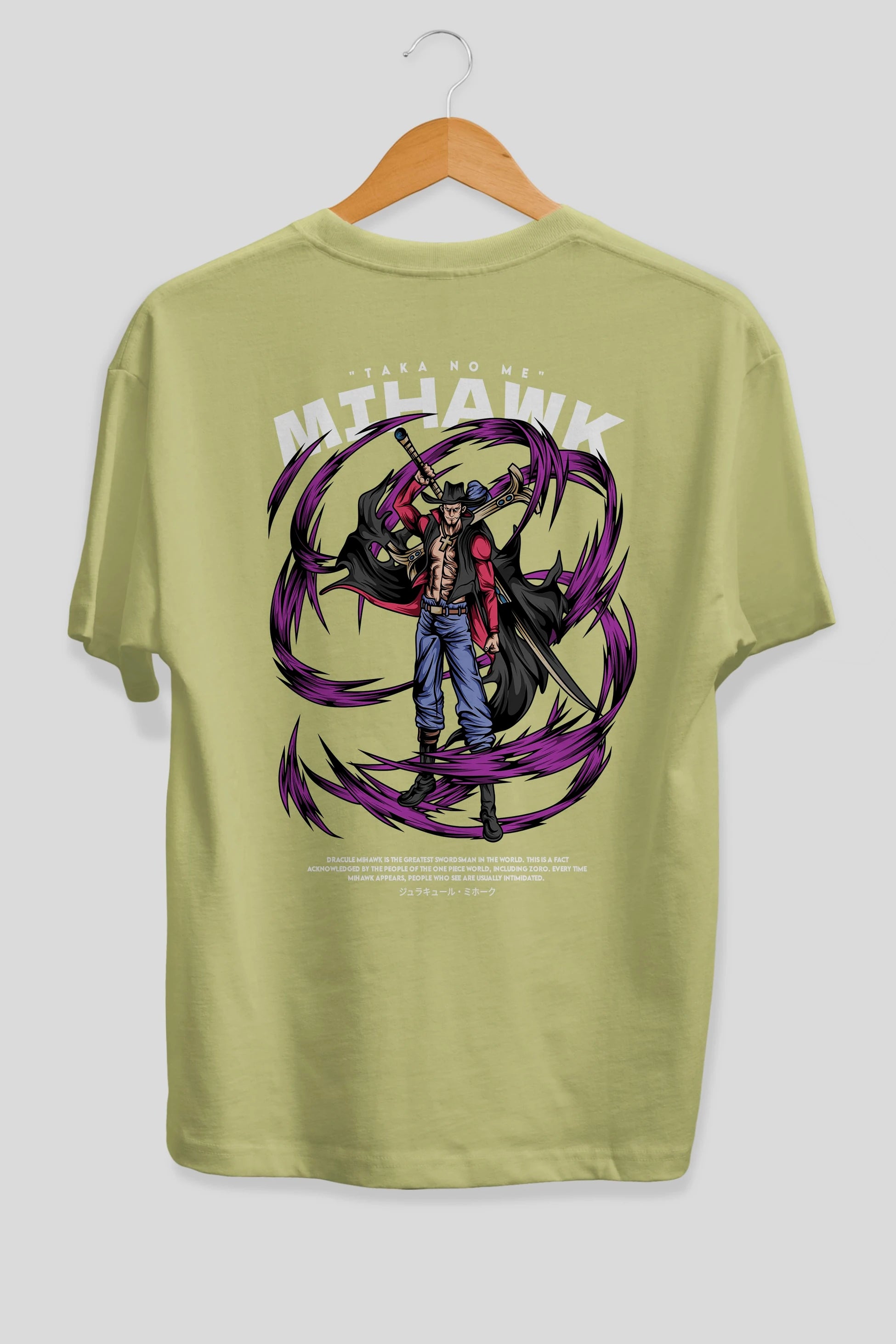 Mihawk Anime Arka Baskılı Oversize t-shirt Erkek Kadın Unisex