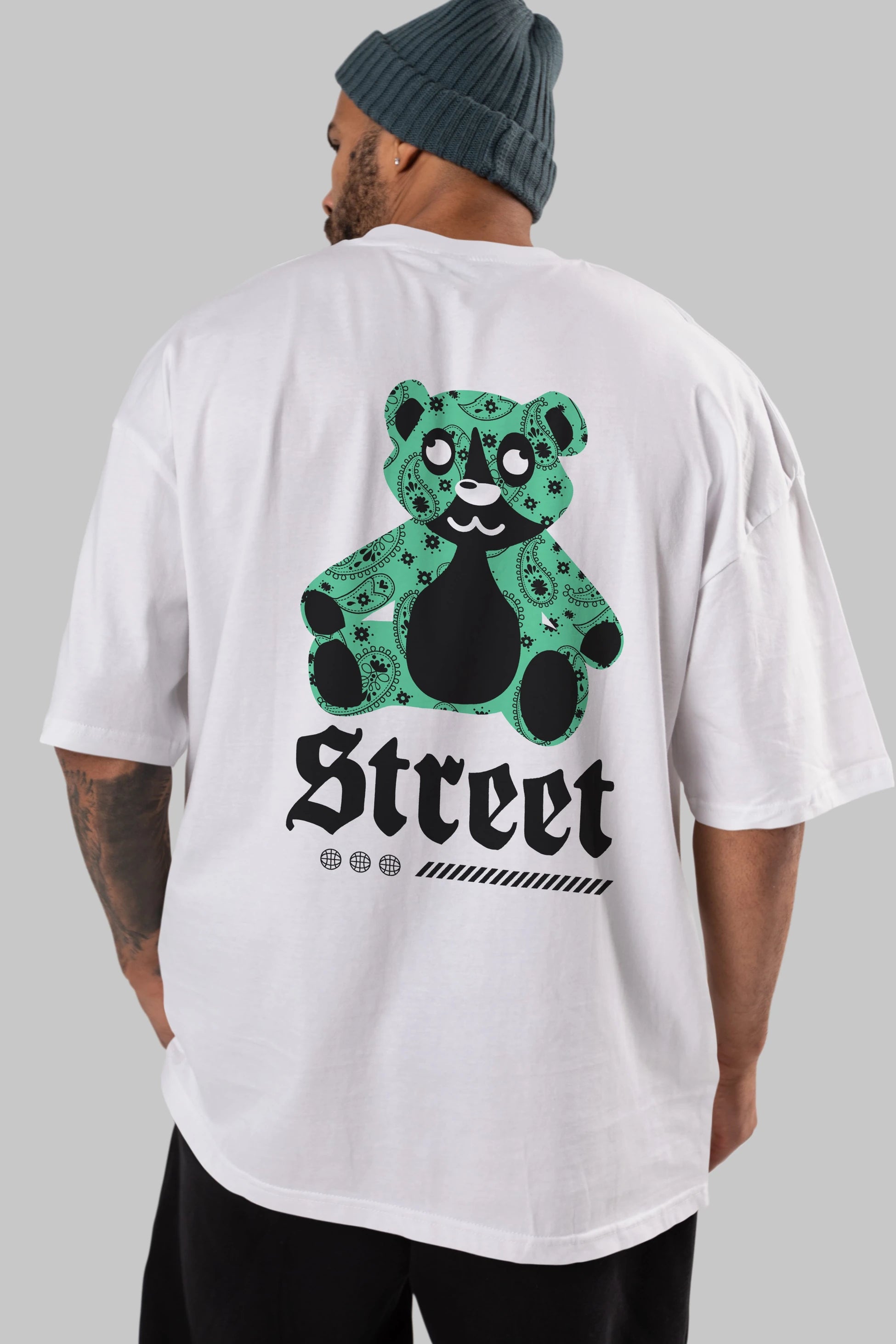 Street Bear Arka Baskılı Oversize t-shirt Erkek Kadın Unisex