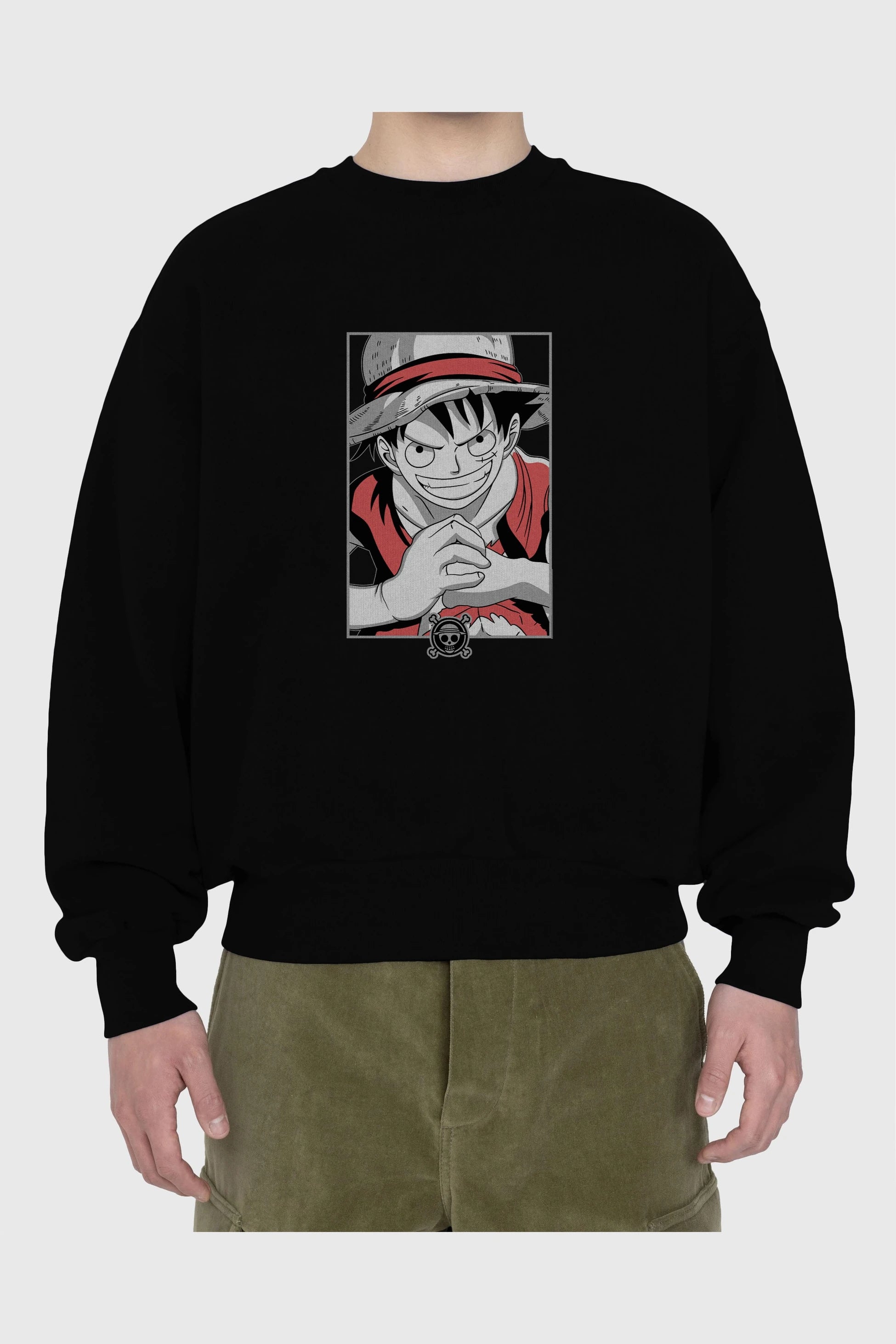 LUFF D. MONKEY OnePiece Anime Ön Baskılı Oversize Sweatshirt Erkek Kadın Unisex