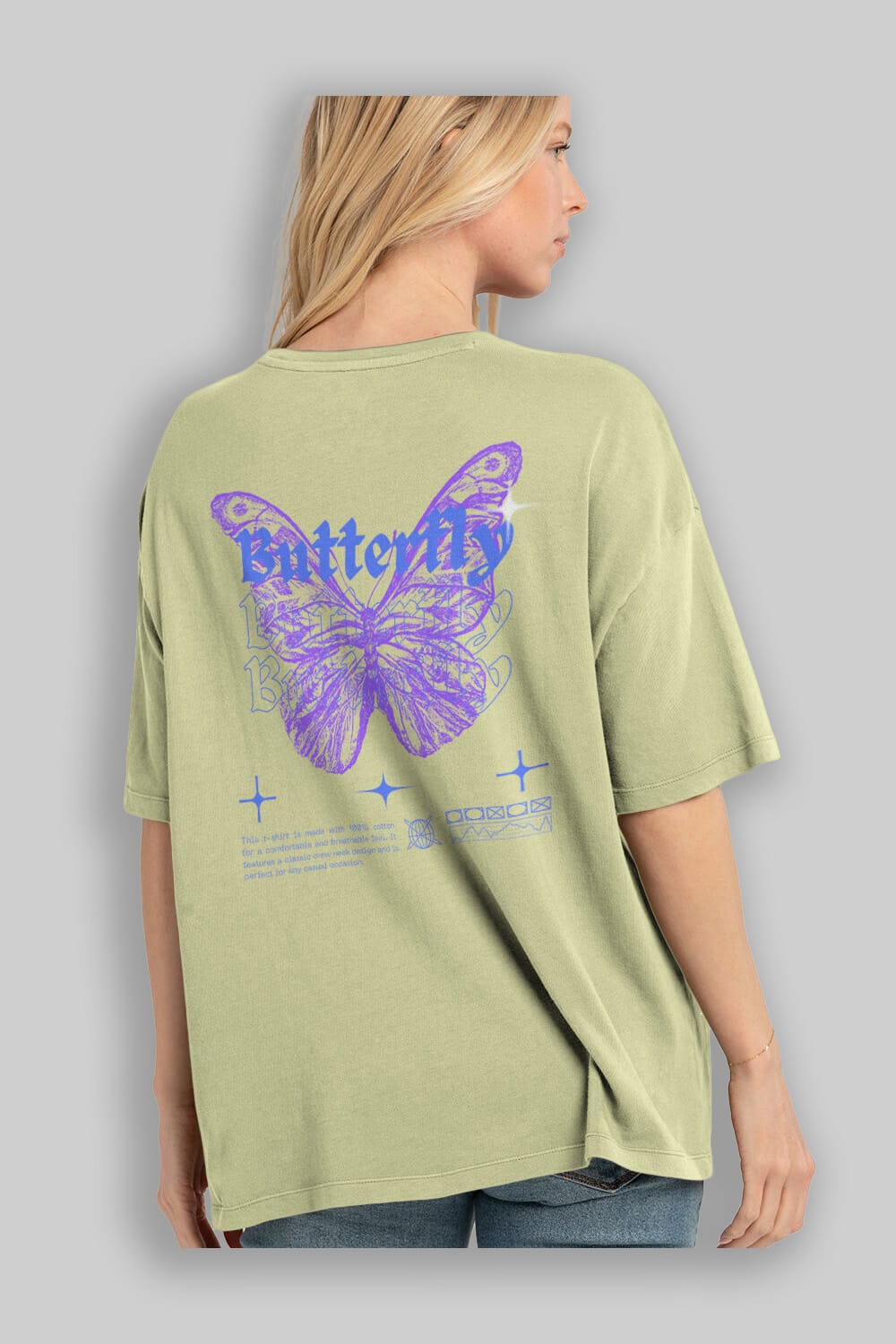 Butterfly Streetwear Arka Baskılı Oversize t-shirt Erkek Kadın Unisex