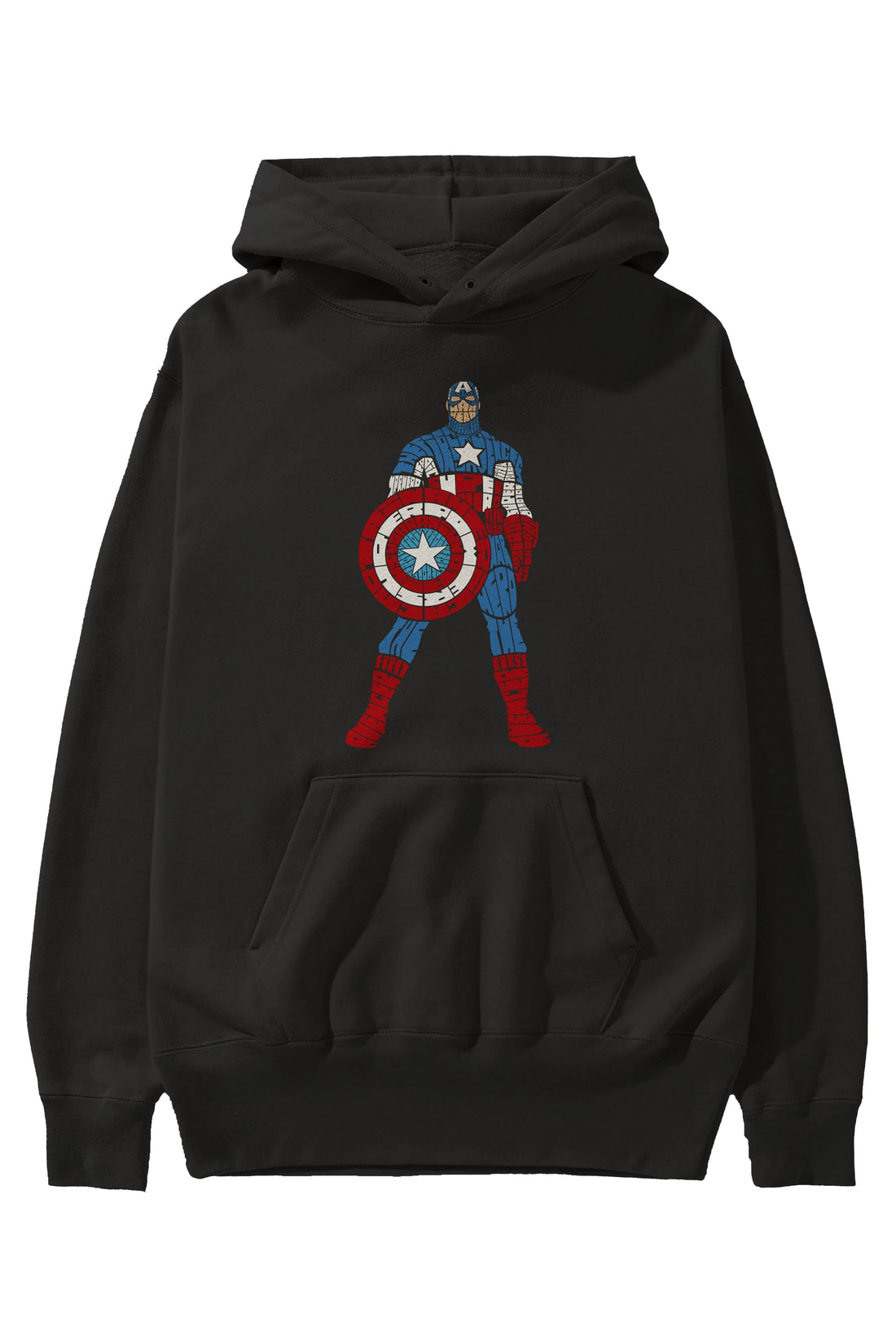 Captain America Ön Baskılı Hoodie Oversize Kapüşonlu Sweatshirt Erkek Kadın Unisex