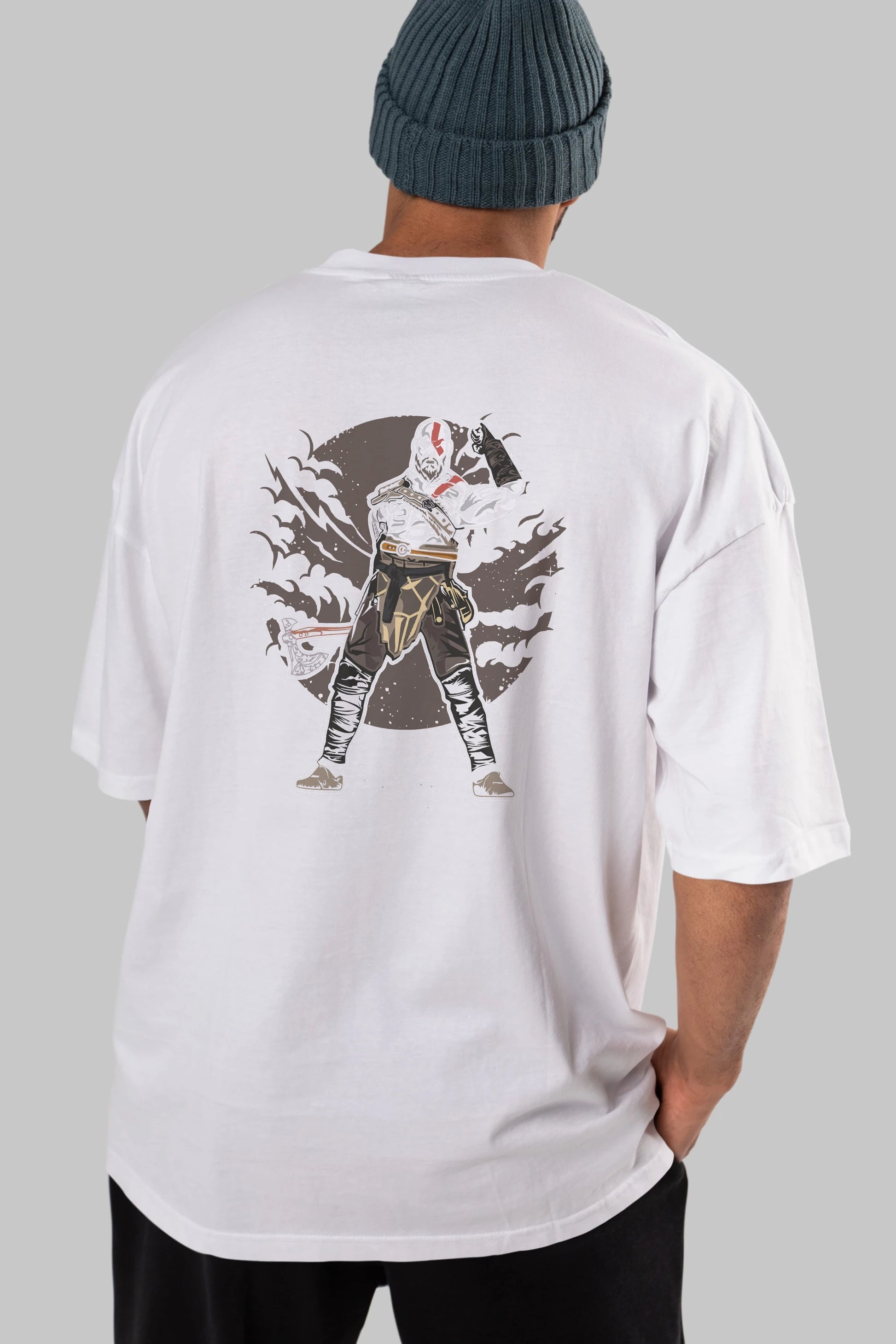 GOD OF WAR Arka Baskılı Oversize t-shirt Erkek Kadın Unisex %100 Pamuk