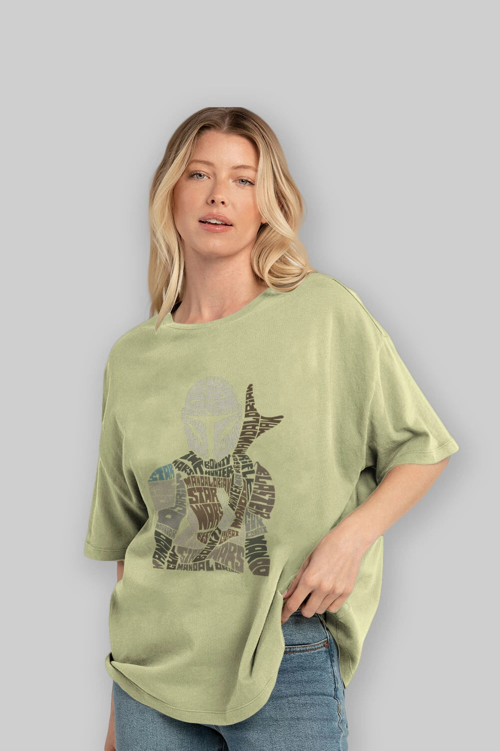 Mandalorian Ön Baskılı Oversize t-shirt %100 pamuk Erkek Kadın Unisex