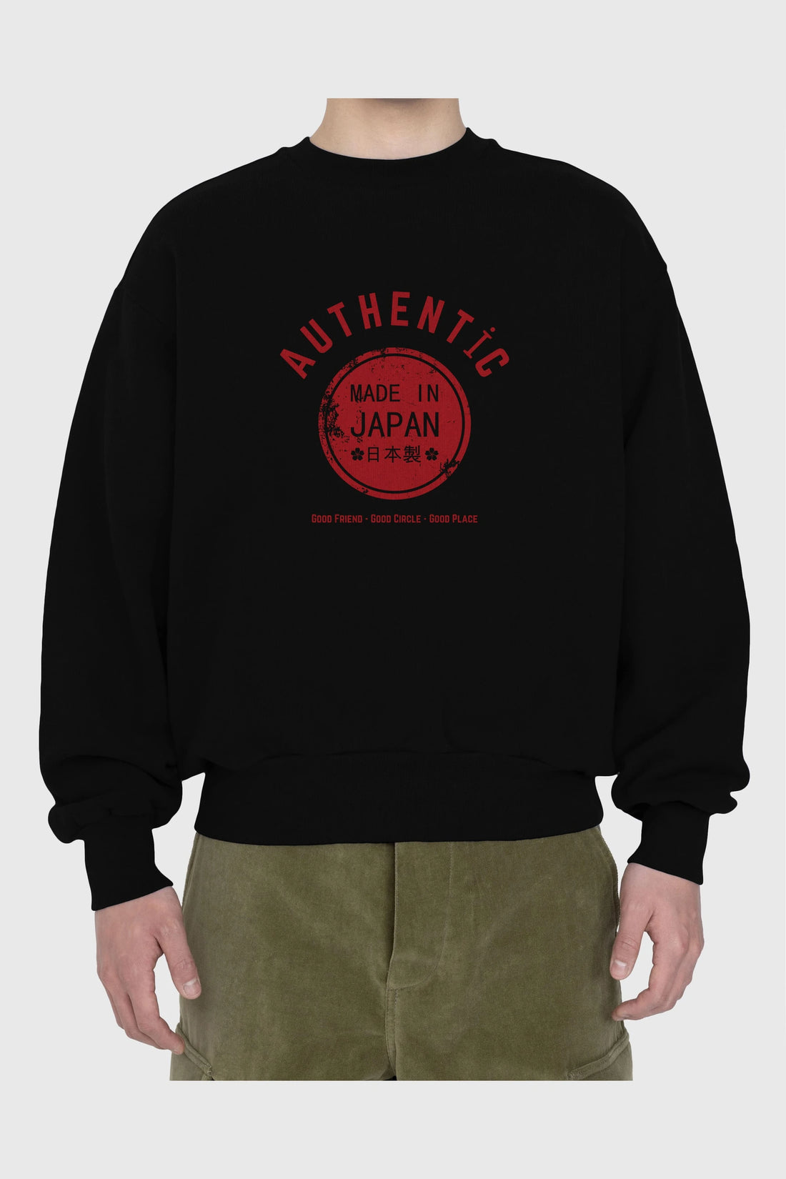 Authentic Japan Style Ön Baskılı Oversize Sweatshirt Erkek Kadın Unisex