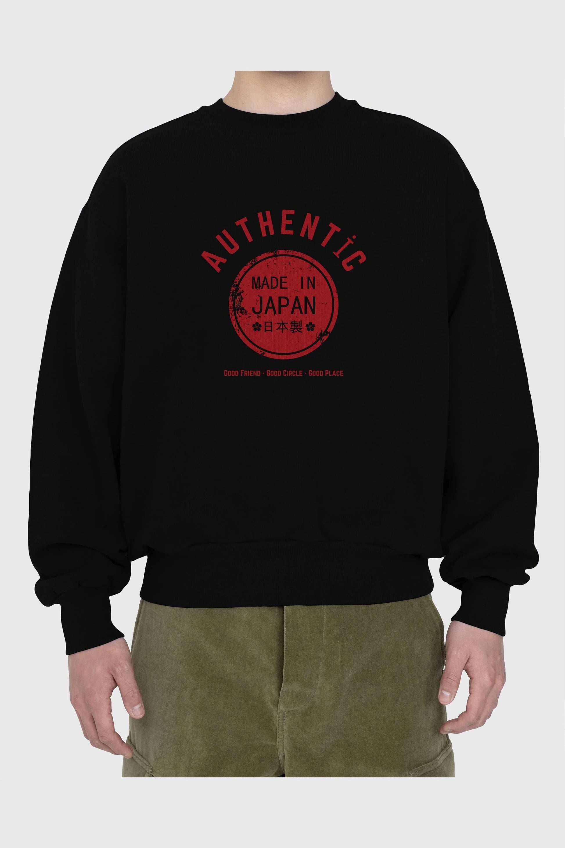 Authentic Japan Style Ön Baskılı Oversize Sweatshirt Erkek Kadın Unisex