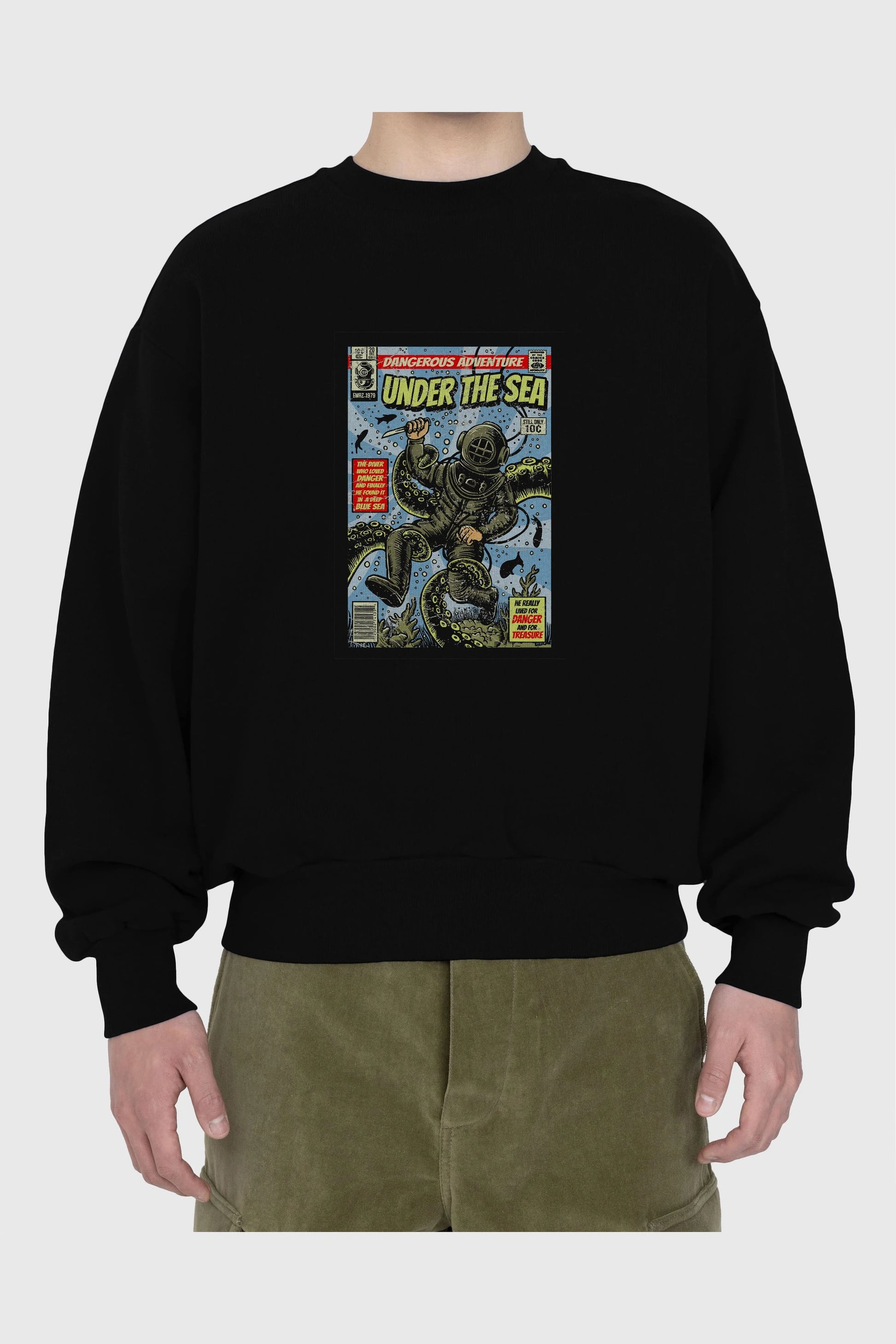 Under The Sea Ön Baskılı Oversize Sweatshirt Erkek Kadın Unisex