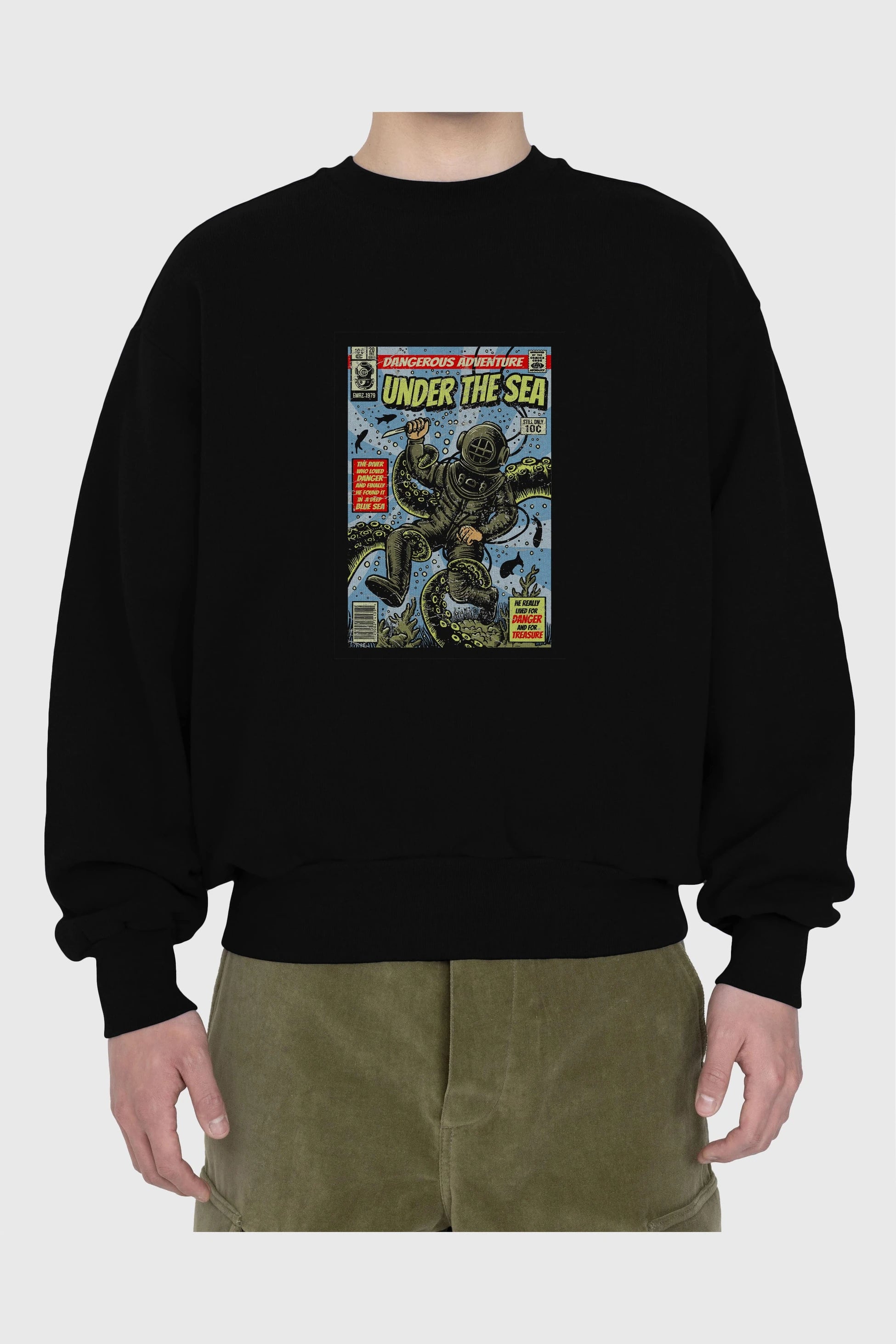 Under The Sea Ön Baskılı Oversize Sweatshirt Erkek Kadın Unisex