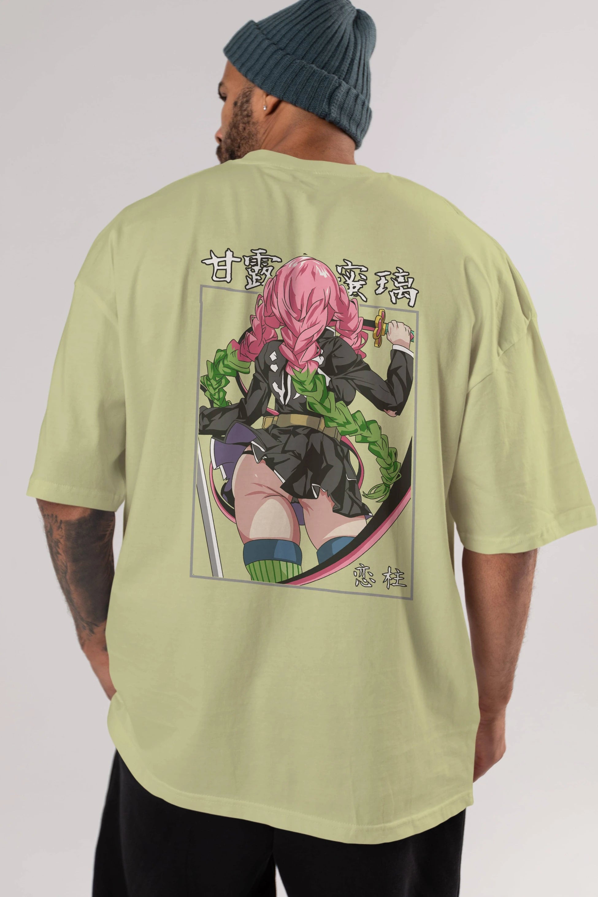 Mitsuri DEMONSLAYER Anime Arka Baskılı Oversize t-shirt Erkek Kadın Unisex