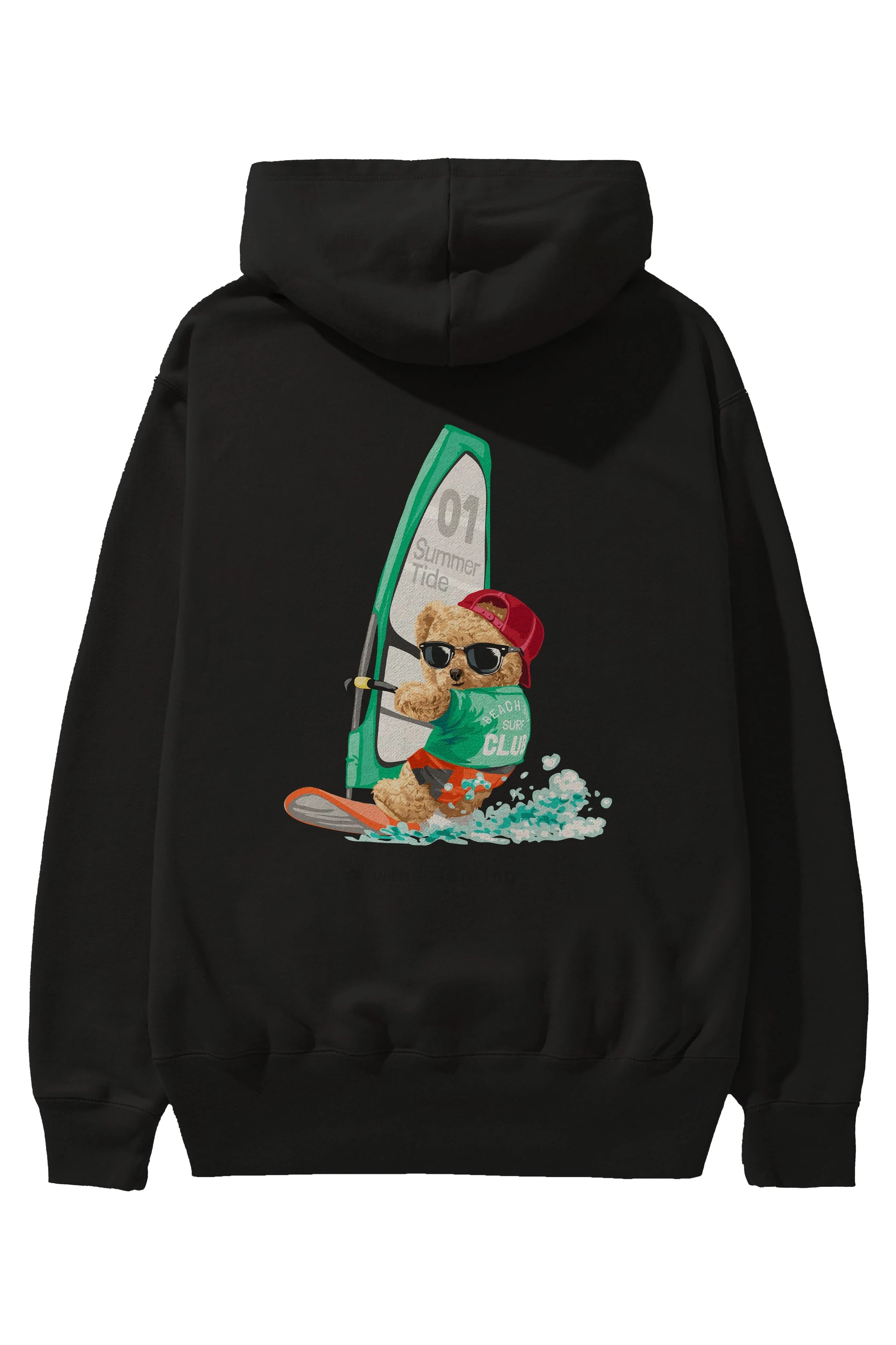 Teddy Bear Summer Tide Arka Baskılı Hoodie Oversize Kapüşonlu Sweatshirt Erkek Kadın Unisex