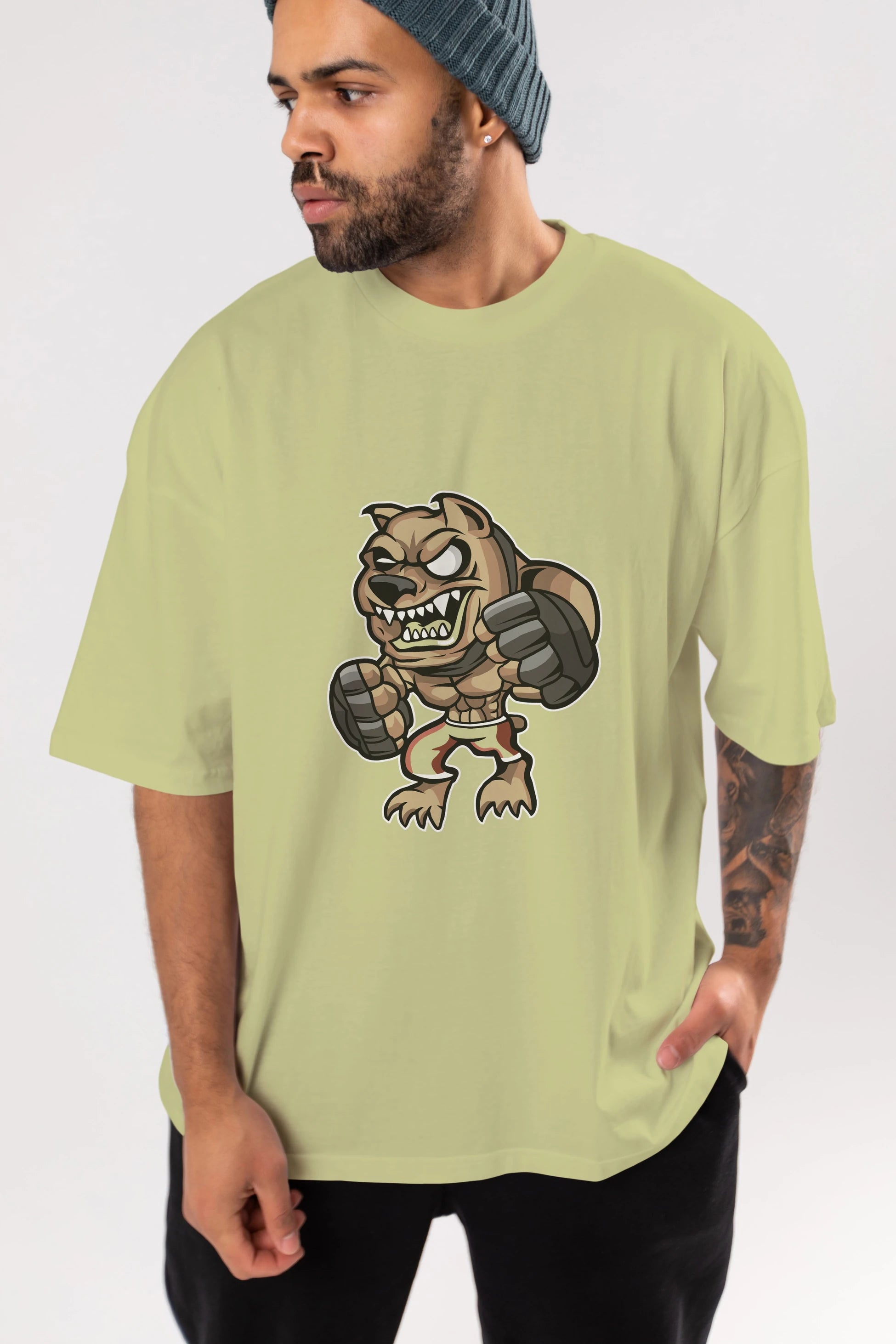 MMA Dog Ön Baskılı Oversize t-shirt Erkek Kadın Unisex %100 Pamuk tişort