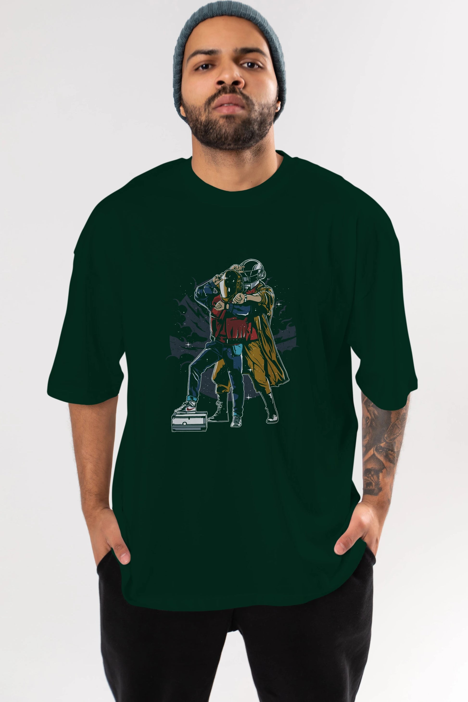 Back To The Beat Ön Baskılı Oversize t-shirt Erkek Kadın Unisex %100 Pamuk tişort