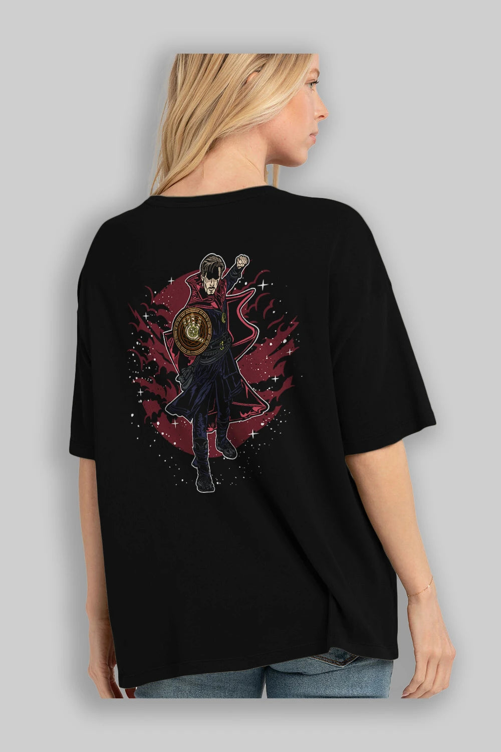 DOCTER STRANGE Arka Baskılı Oversize t-shirt Erkek Kadın Unisex %100 Pamuk
