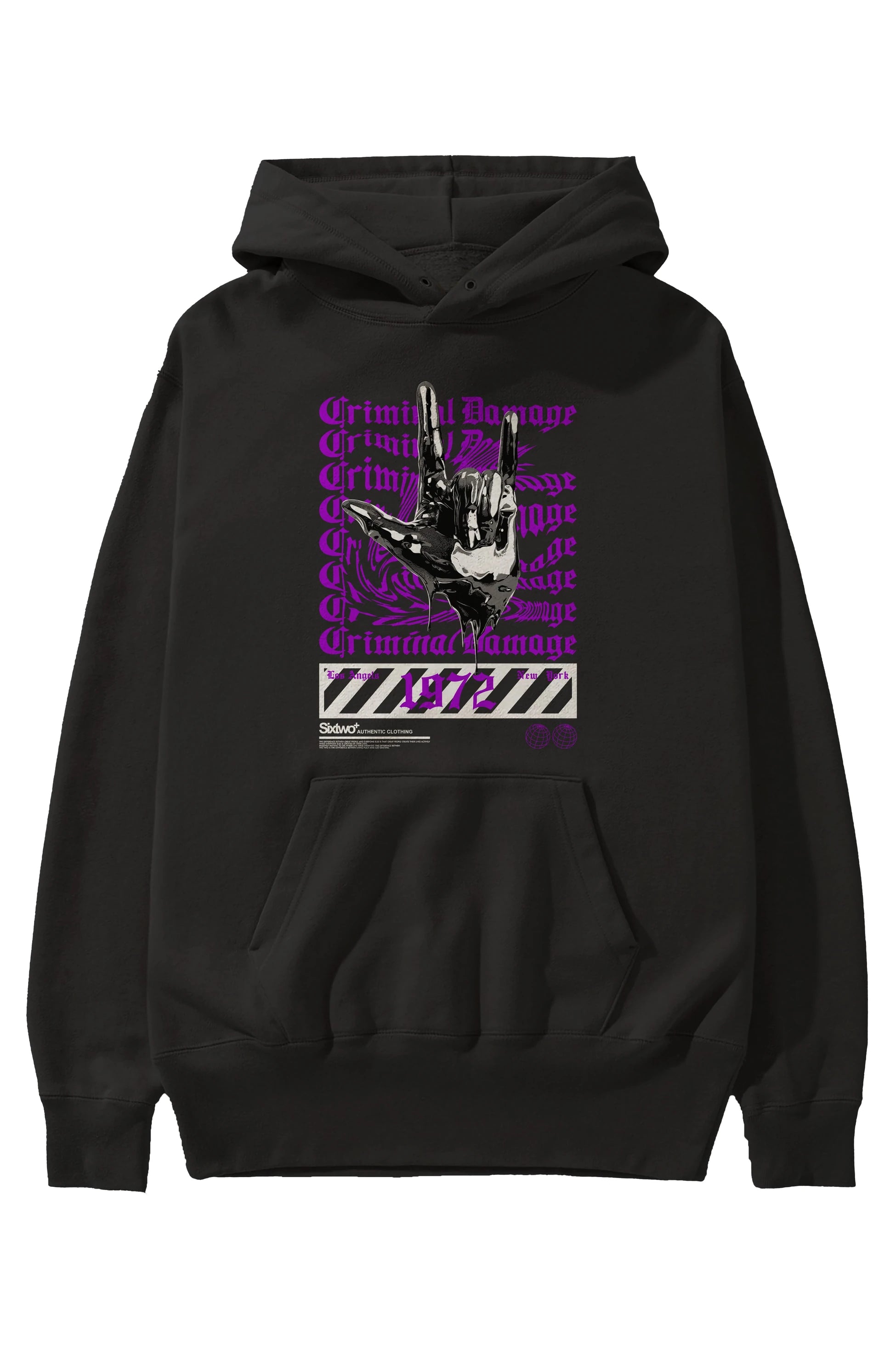 Criminal Damage 2 Ön Baskılı Hoodie Oversize Kapüşonlu Sweatshirt Erkek Kadın Unisex