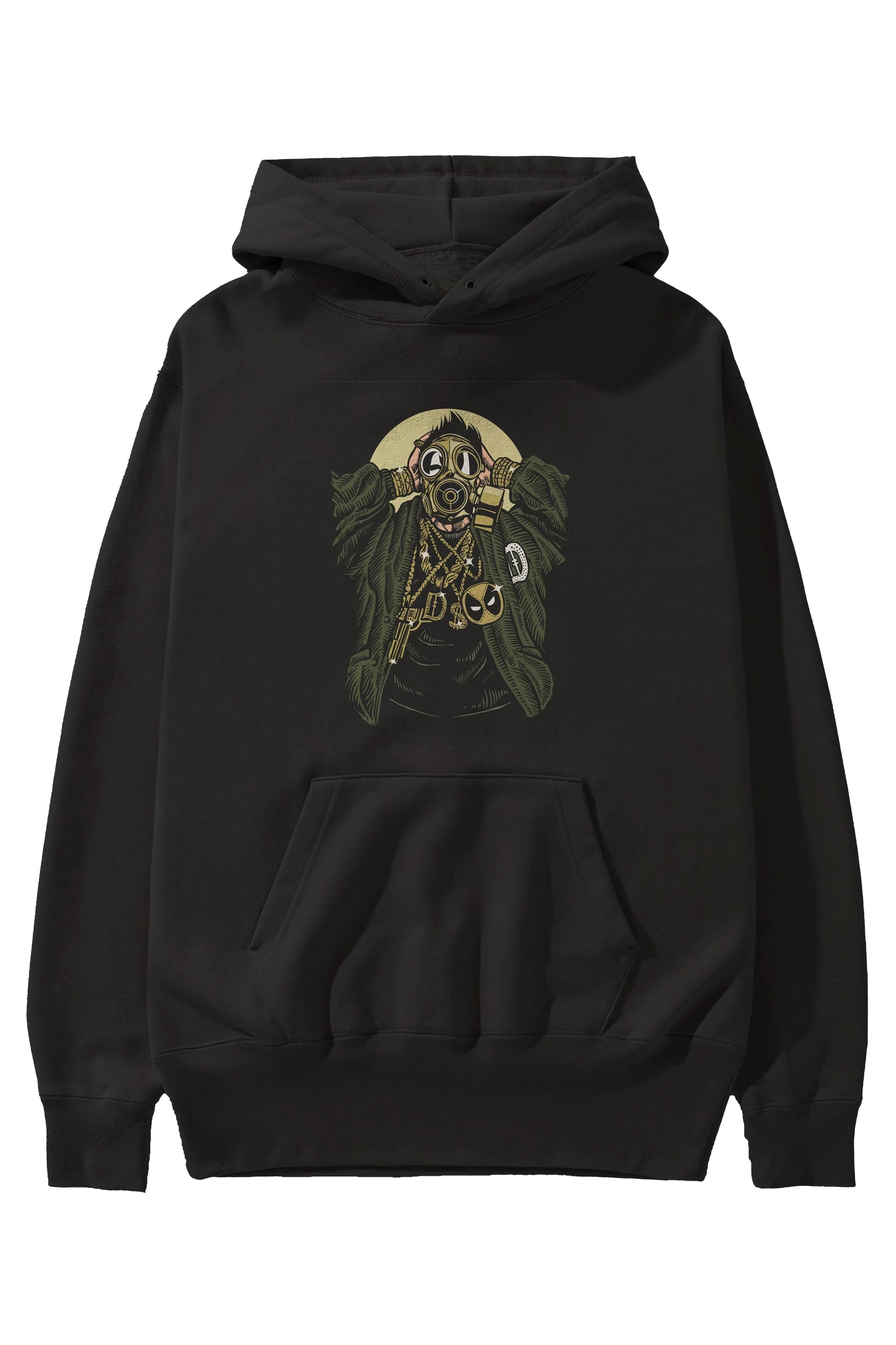 Gasmask Gangsta Ön Baskılı Hoodie Oversize Kapüşonlu Sweatshirt Erkek Kadın Unisex