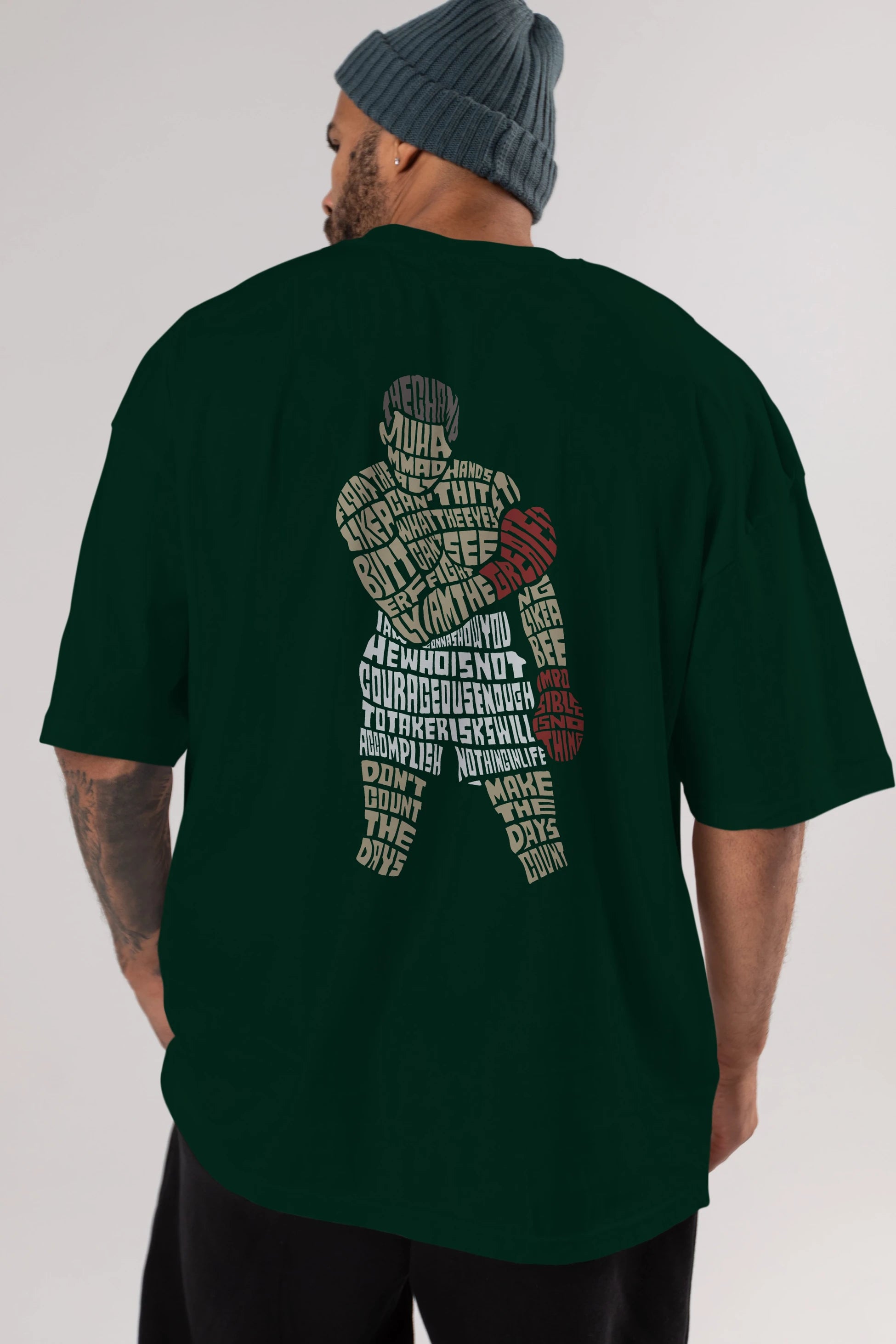 The Champ Muhammad Ali Arka Baskılı Oversize t-shirt %100 pamuk Erkek Kadın Unisex