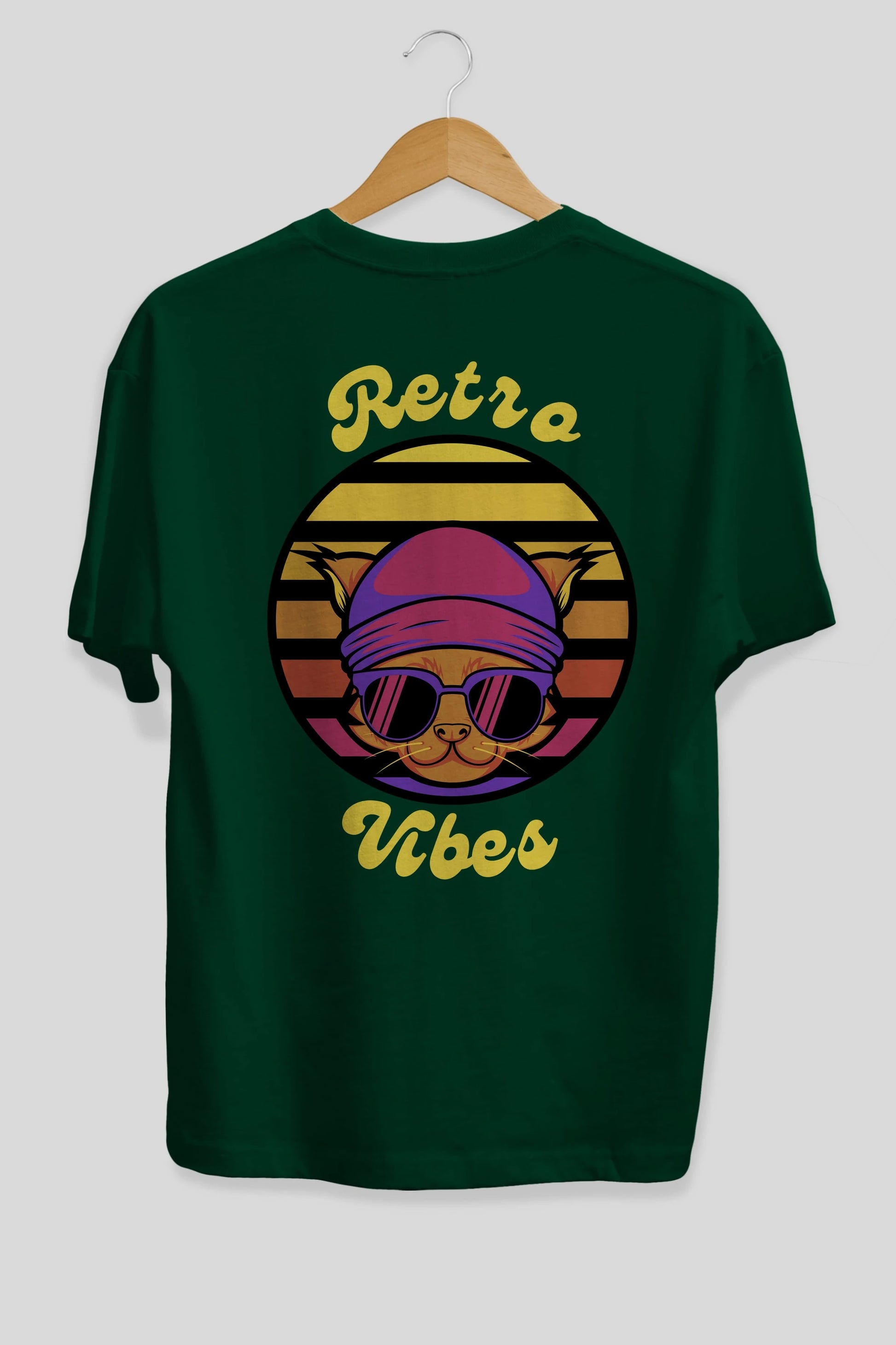 Cat Retro Vibes Arka Baskılı Oversize t-shirt Erkek Kadın Unisex