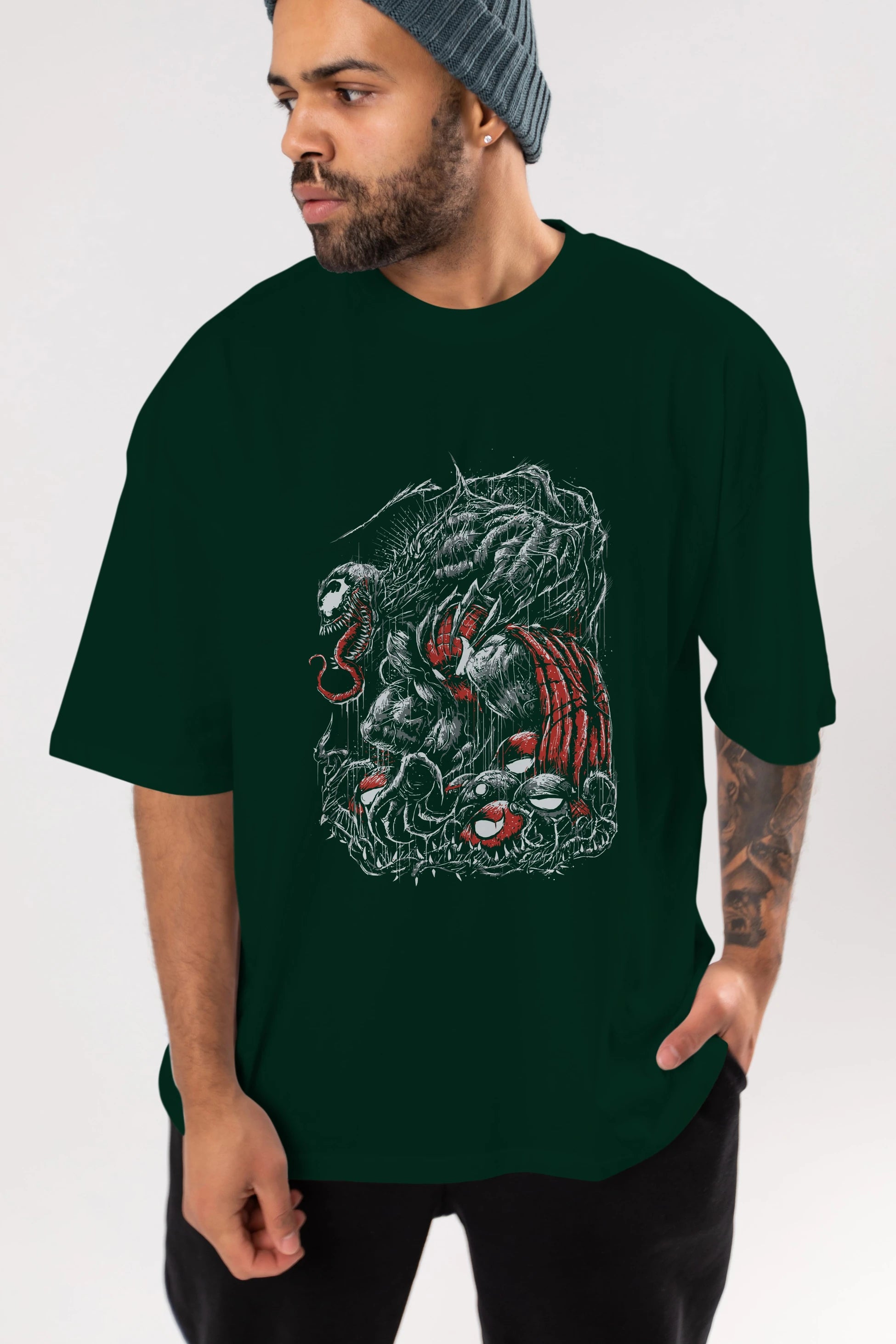 Venom (14) Ön Baskılı Oversize t-shirt Erkek Kadın Unisex %100 Pamuk Bisiklet Yaka tişort