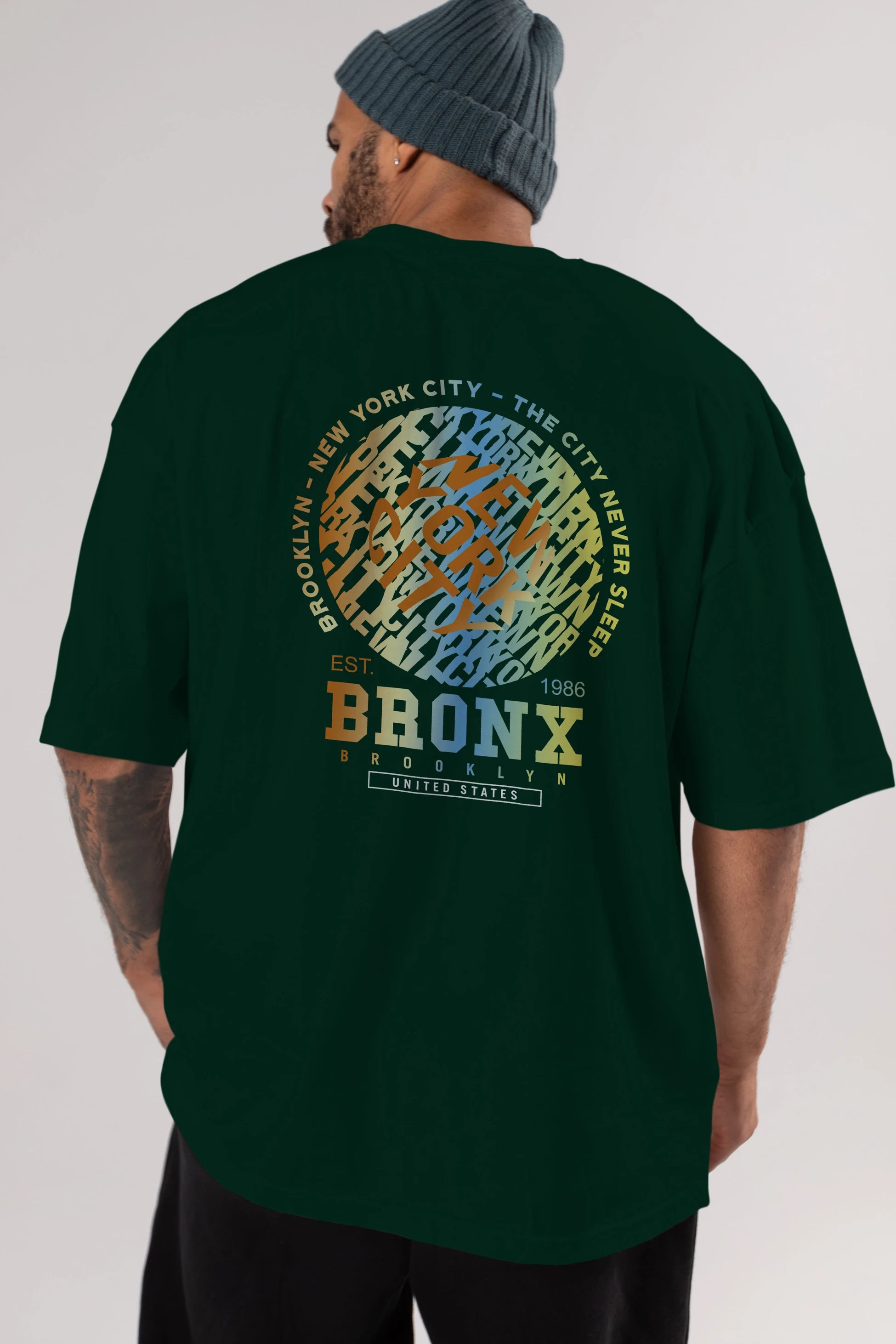 Brooklyn and New York City Arka Baskılı Oversize t-shirt Erkek Kadın Unisex