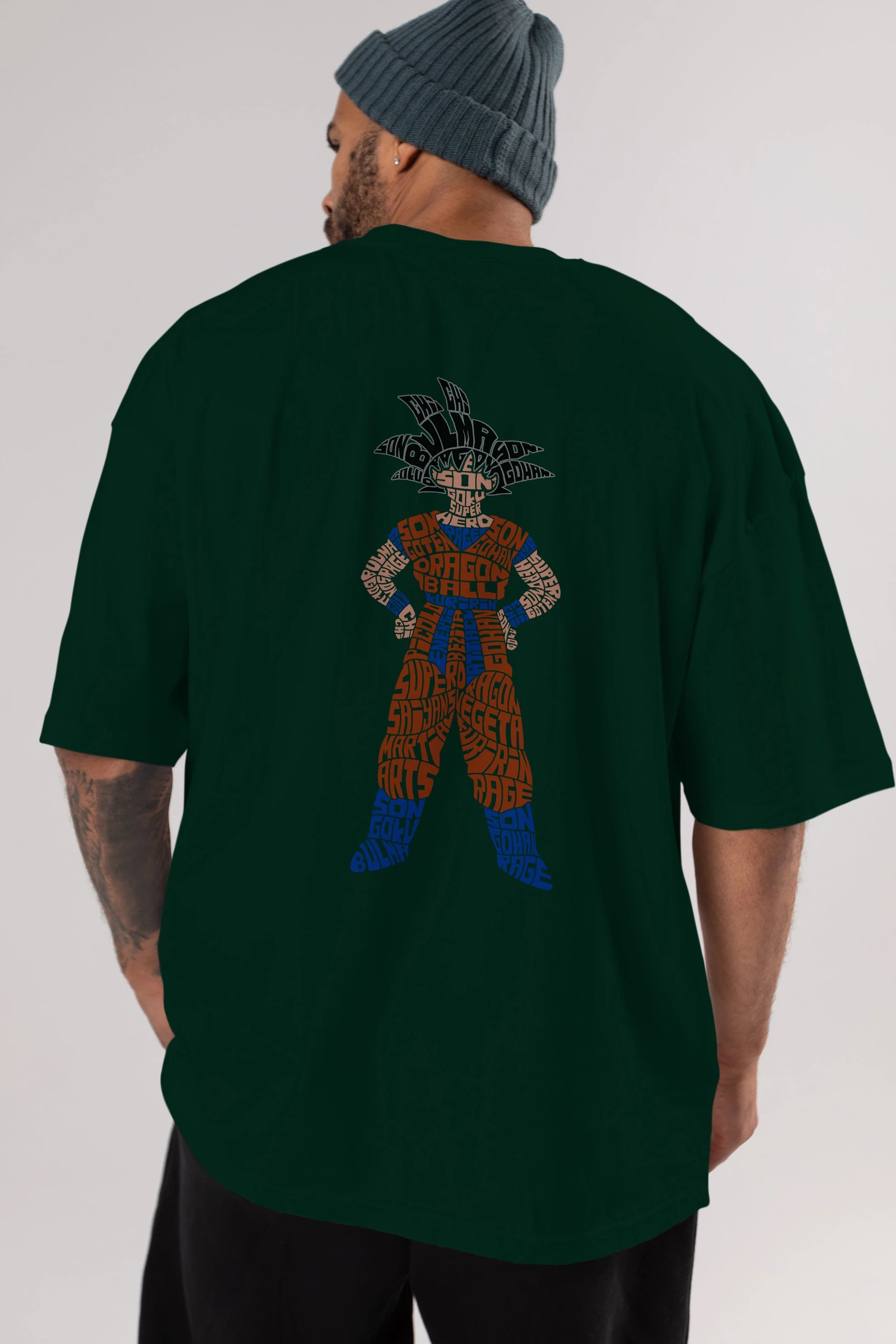 Goku Arka Baskılı Oversize t-shirt %100 pamuk Erkek Kadın Unisex