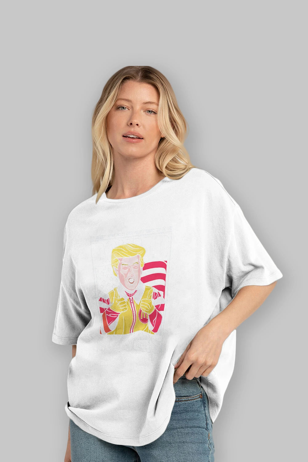 Ronald Trump Ön Baskılı Oversize t-shirt Erkek Kadın Unisex %100 Pamuk tişort