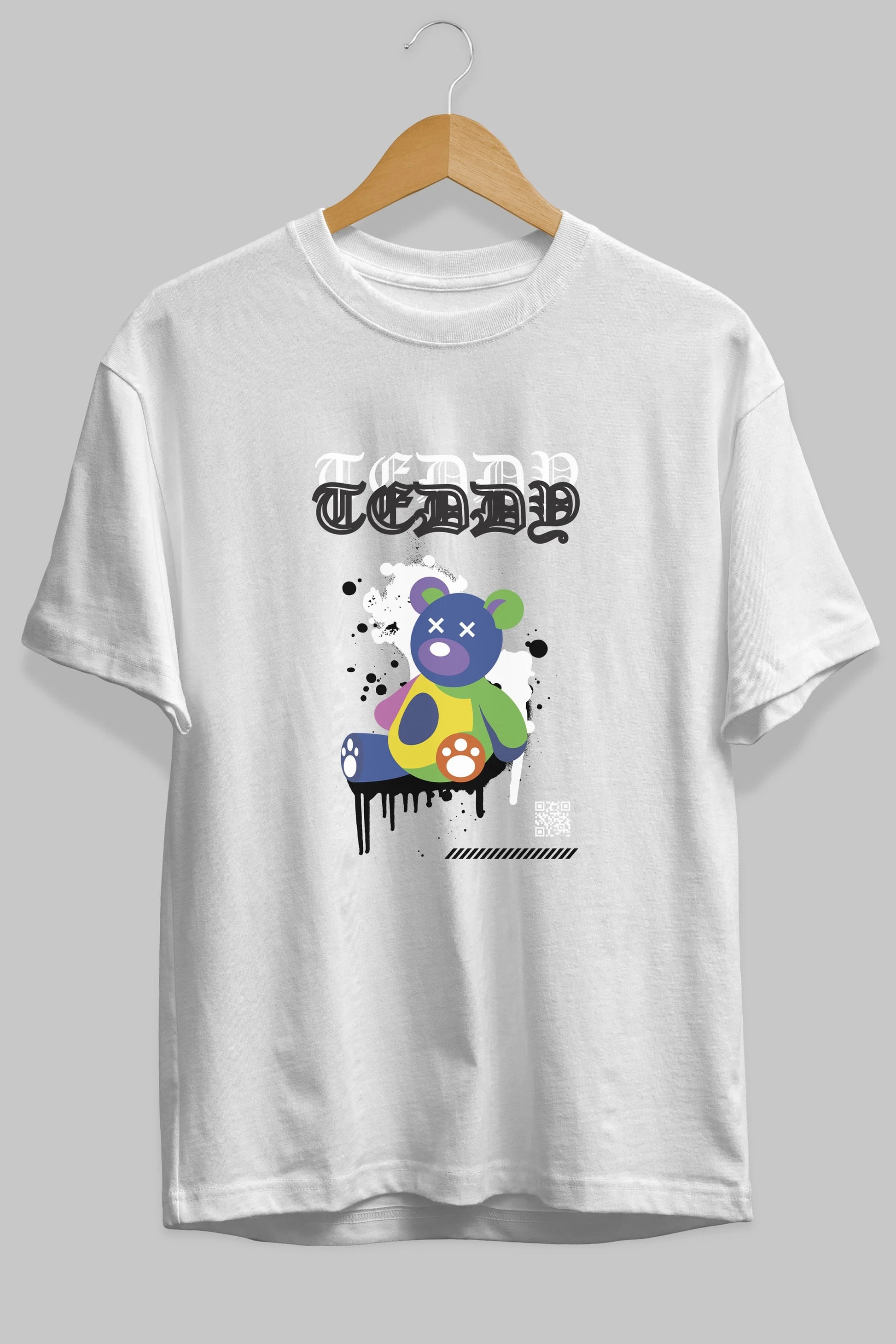 Teddy Bear Ön Baskılı Oversize t-shirt Erkek Kadın Unisex